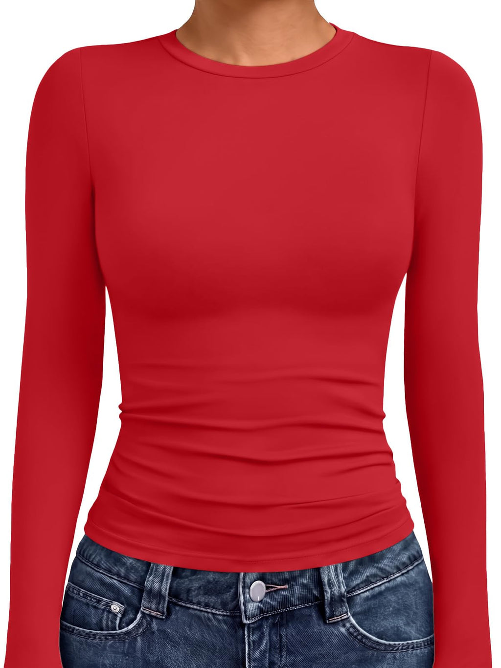 Women's compression underscrub top shown in a fitted fit across the torso and sleeves
