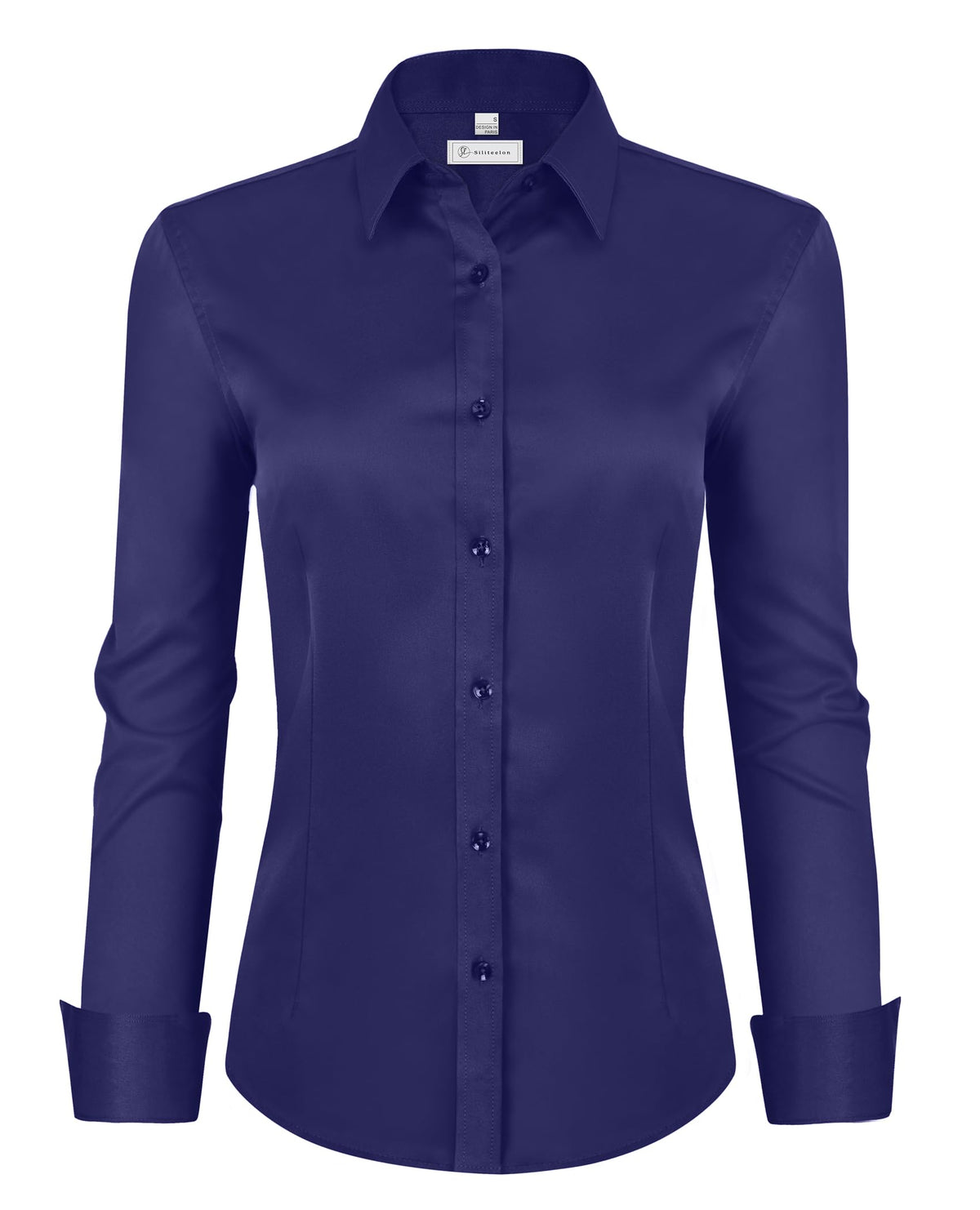 siliteelon Womens Classic-Fit Dress Shirts Long Sleeve Button Down Wrinkle-Free Stretch Solid Casual Work Office Blouse Top Jansha Store