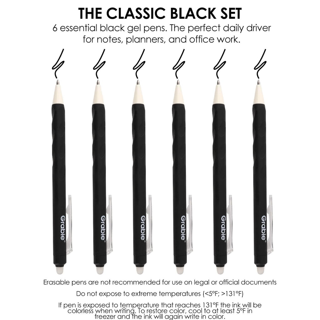 Grabie Erasable Gel Pens, 9 Medium Point 0.7 mm Pens, Classic Jansha Store