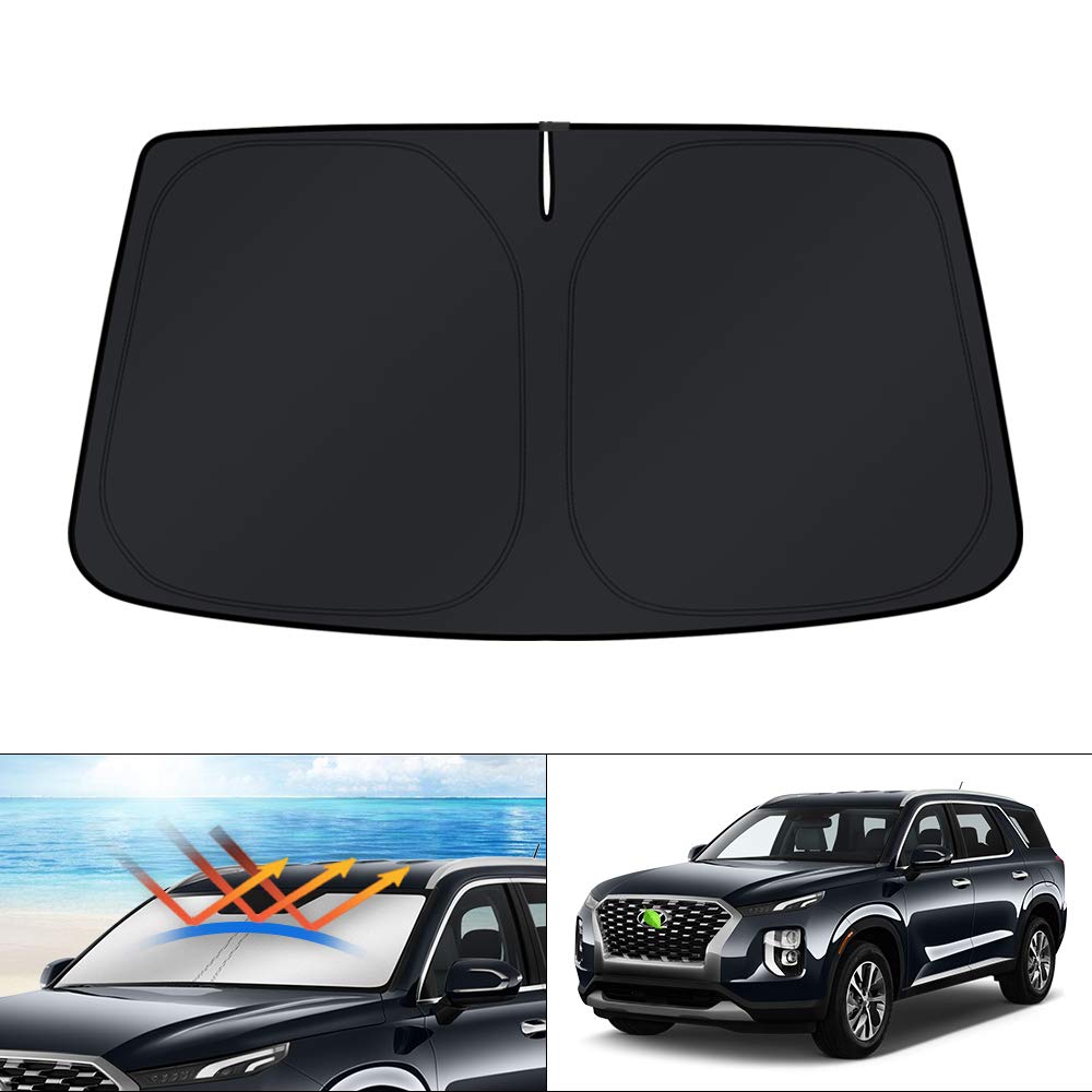 KUST Windshield Sun Shade for 2017-2026 Tesla Model Y/Model 3 Sunshade Accessories (Fit 2025-2026 Model Y Juniper / 2024 Model 3 Highland) Upgraded Foldable Sunshade, Blocks UV Rays Keep Car Cool Jansha Store