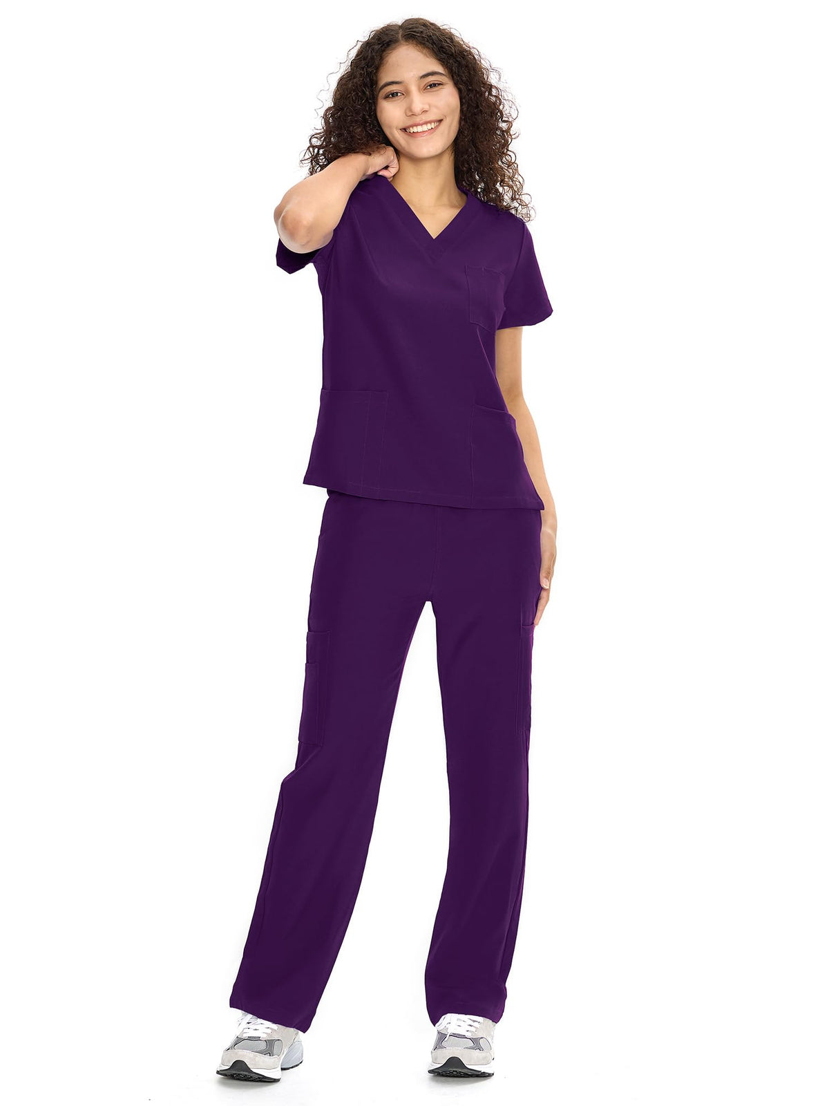 COZYFIT Scrubs for Women Set - V-Neck & Straight Leg Pants with 9 Pockets Jansha Store