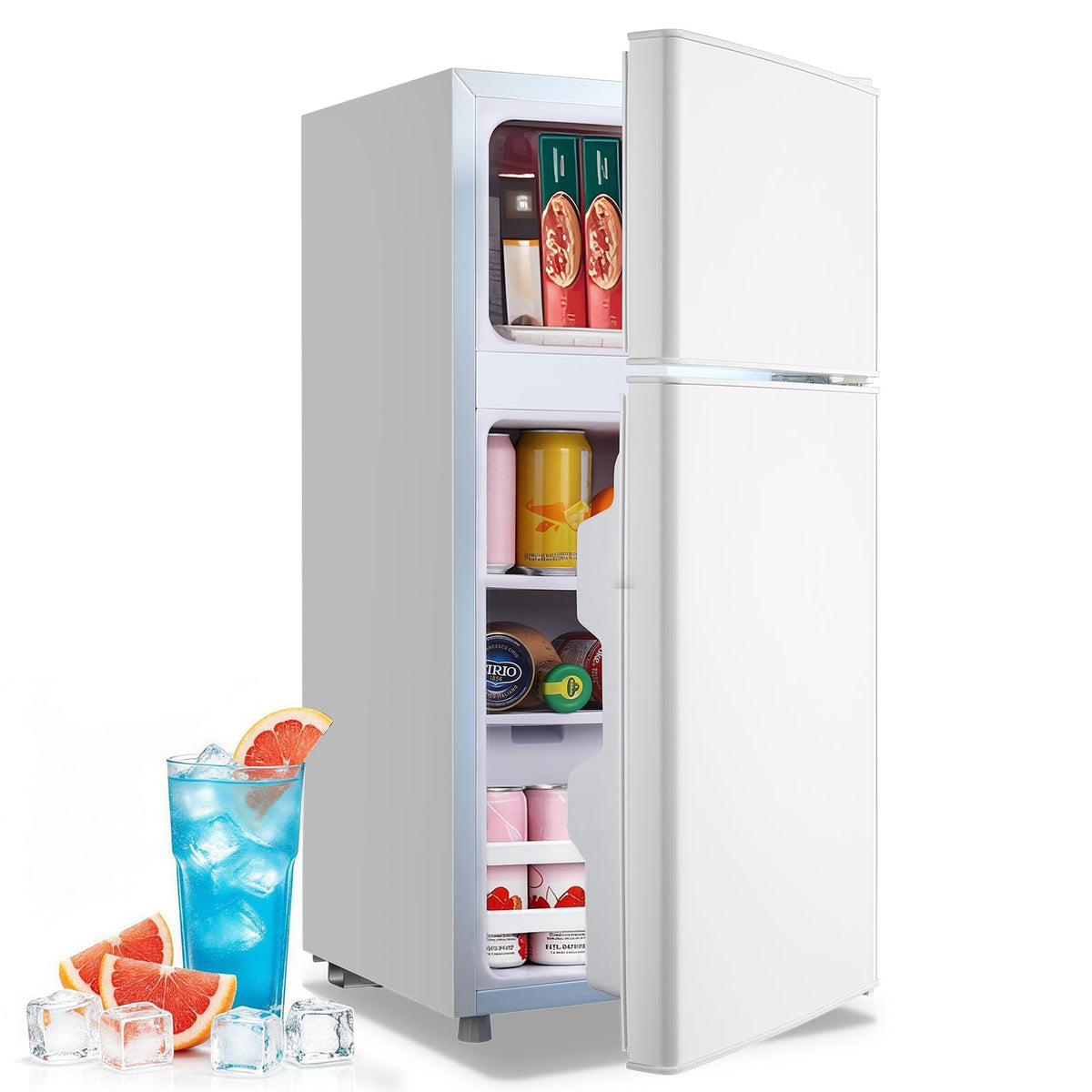 DEMULLER 2.4 Cu.Ft Small Refrigerator with Freezer Mini Fridge Removable Plastic Shelves Ideal for Apartment,Dormitory Black Jansha Store