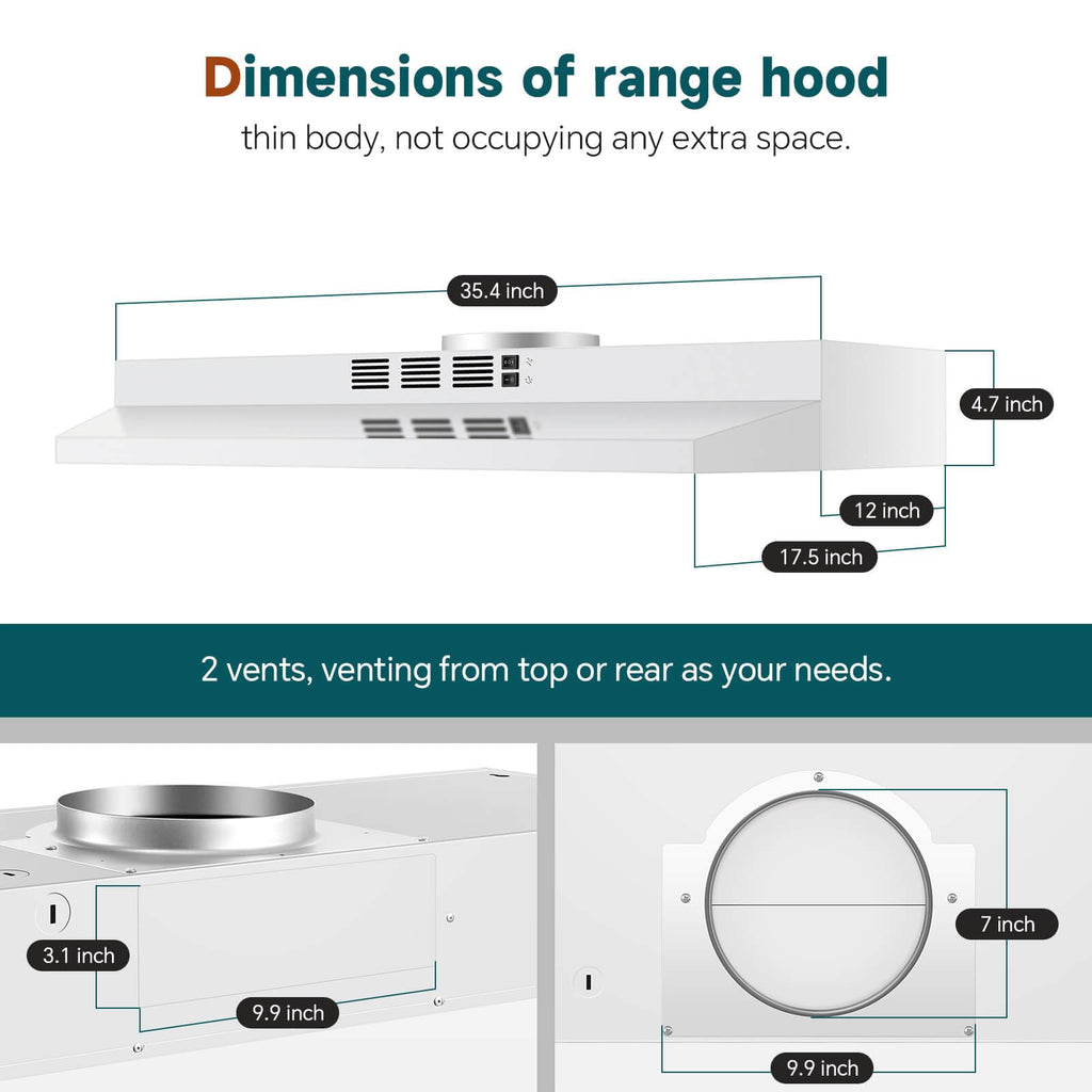 SNDOAS Range Hood 30 inch Under Cabinet, Ducted/Ductless Convertible Kitchen Hood, Stainless Steel Vent Hood with LED Light,Under Cabinet Hood with 2 Speed Exhaust Fan,Black Jansha Store