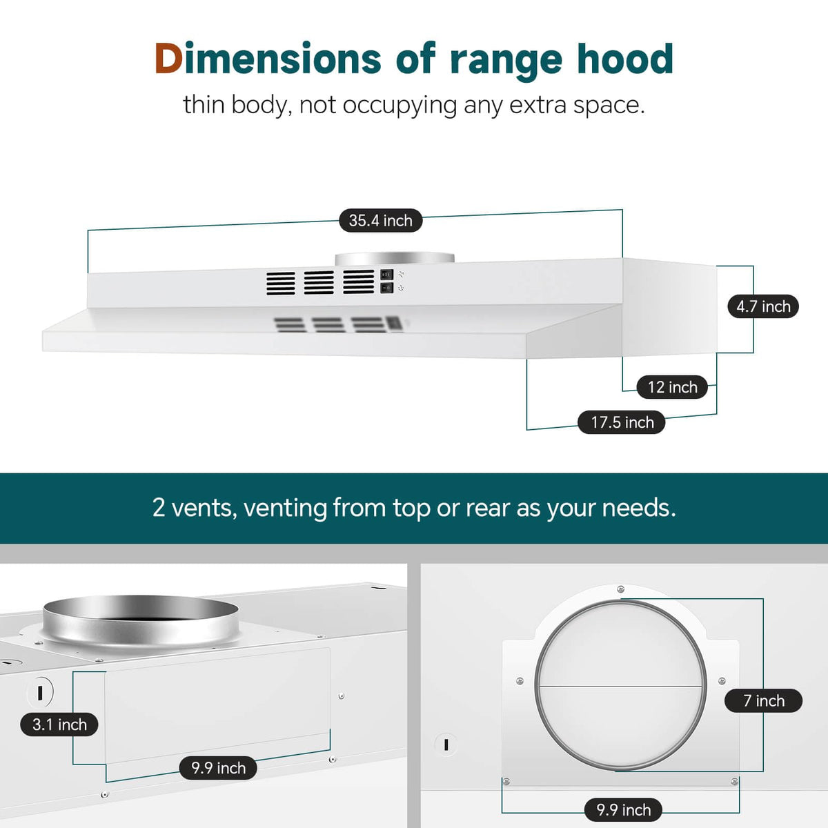 SNDOAS Range Hood 30 inch Under Cabinet, Ducted/Ductless Convertible Kitchen Hood, Stainless Steel Vent Hood with LED Light,Under Cabinet Hood with 2 Speed Exhaust Fan,Black Jansha Store