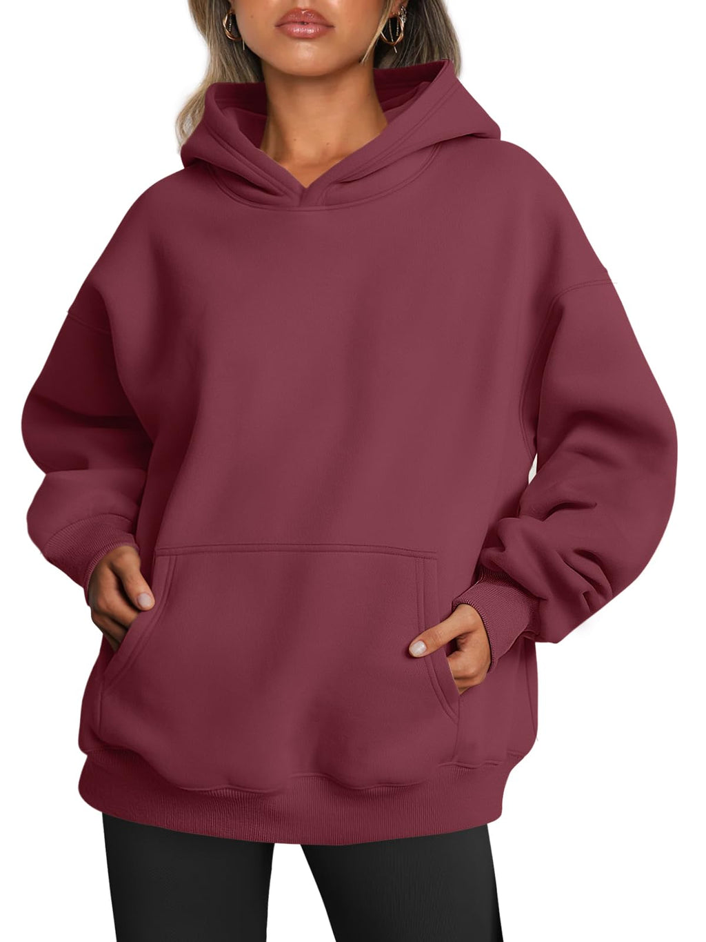 Back and side angle of the oversized hoodie showing the loose drape