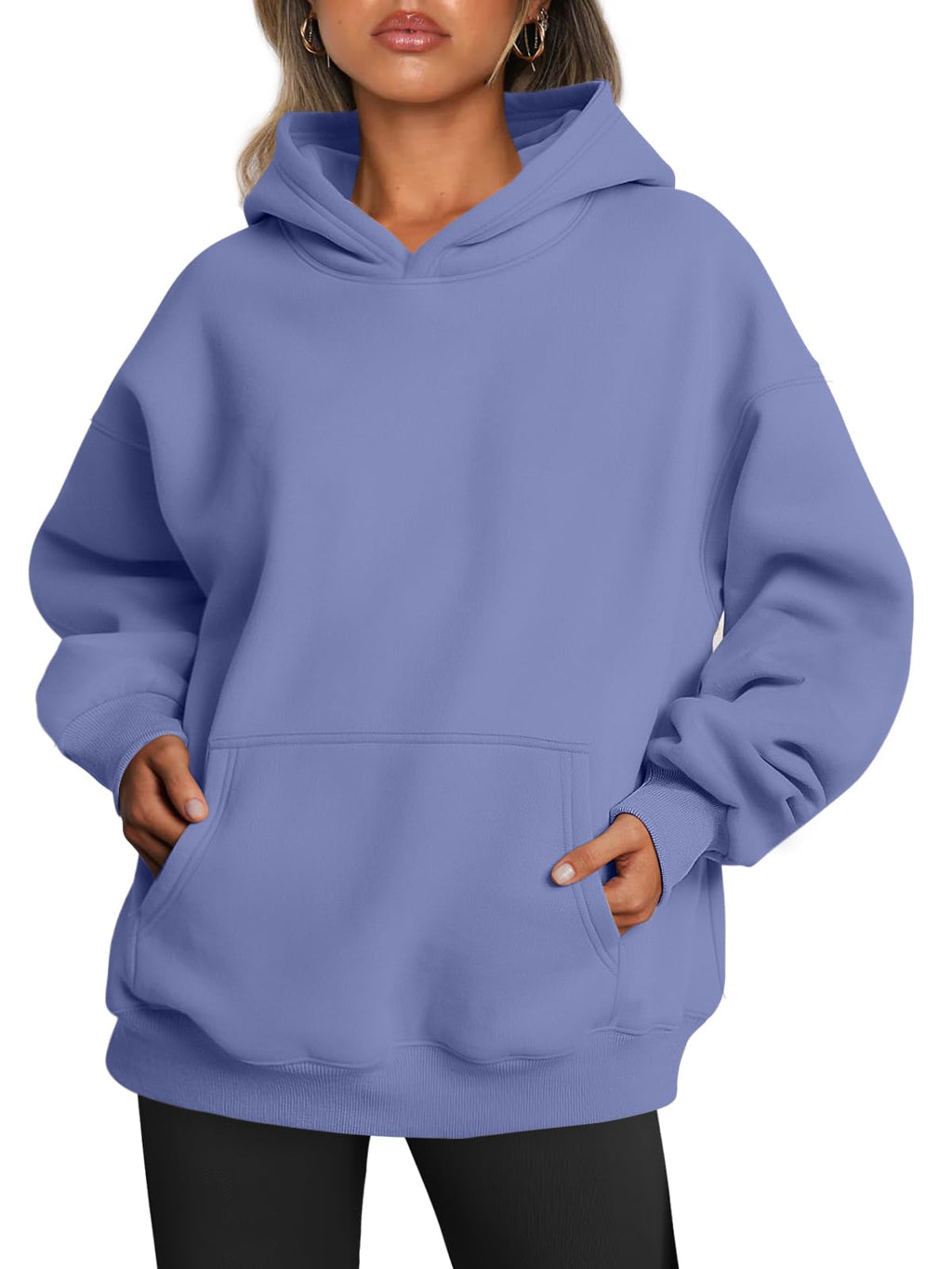 Close-up of the hood interior and drawcord detail on the women's hoodie