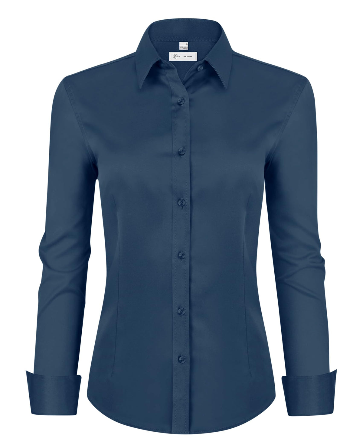 siliteelon Womens Classic-Fit Dress Shirts Long Sleeve Button Down Wrinkle-Free Stretch Solid Casual Work Office Blouse Top Jansha Store