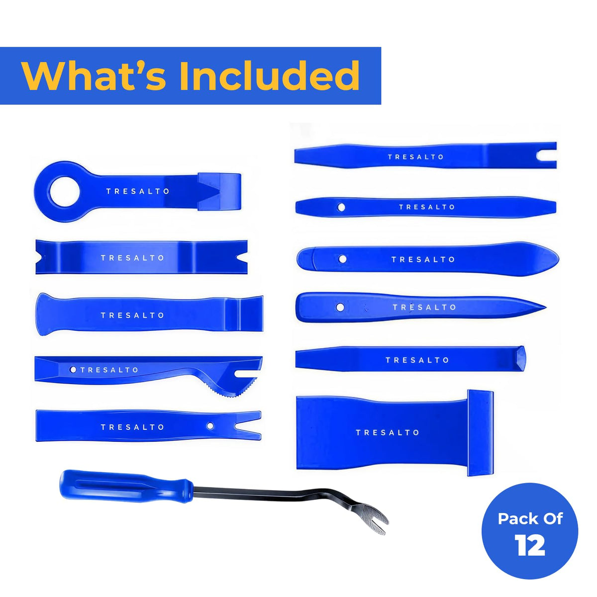 Tresalto Auto Trim Removal Tool Kit - 5 Piece set for Dash, Door Panel, Clip Remover - Scratch-Resist Nylon Pry Tools for Interior Car Trims Work - Panel Prying Tools Included - Blue Jansha Store