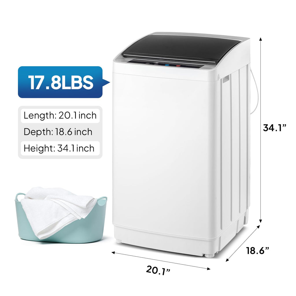 ROVSUN 30LBS Washing Machine, Full-Automatic Portable Washer with Stainless Steel Drum, Electric Laundry Machine, Washer and Spin Dryer Combo with Drain Pump for Home, Apartment Jansha Store