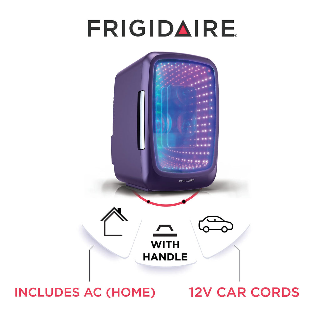 Frigidaire Gaming Light Up Mini Beverage Refrigerator, 6 can, 4 liters, Cooler with large see through door and LED lights Perfect for Gaming Experience, Home, Office, or Cars.12V Charger (Blue) Jansha Store