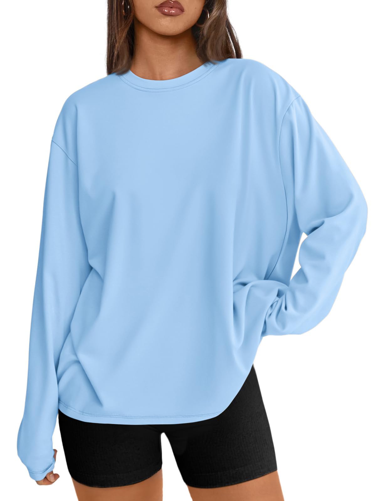 Trendy Queen Womens Oversized Long Sleeve Shirts Fall Tops 2026 Basic Tees Jansha Store