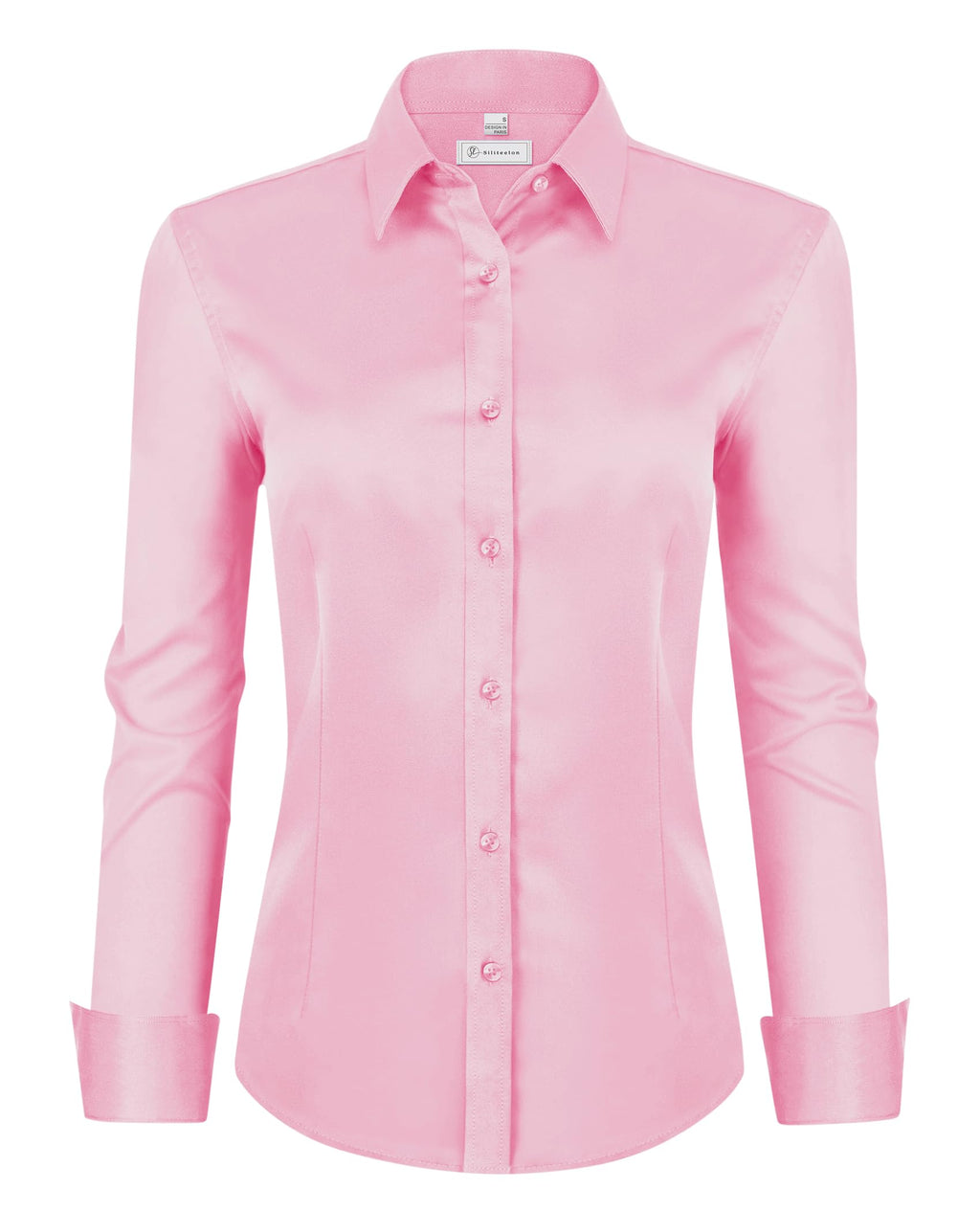 siliteelon Womens Classic-Fit Dress Shirts Long Sleeve Button Down Wrinkle-Free Stretch Solid Casual Work Office Blouse Top Jansha Store
