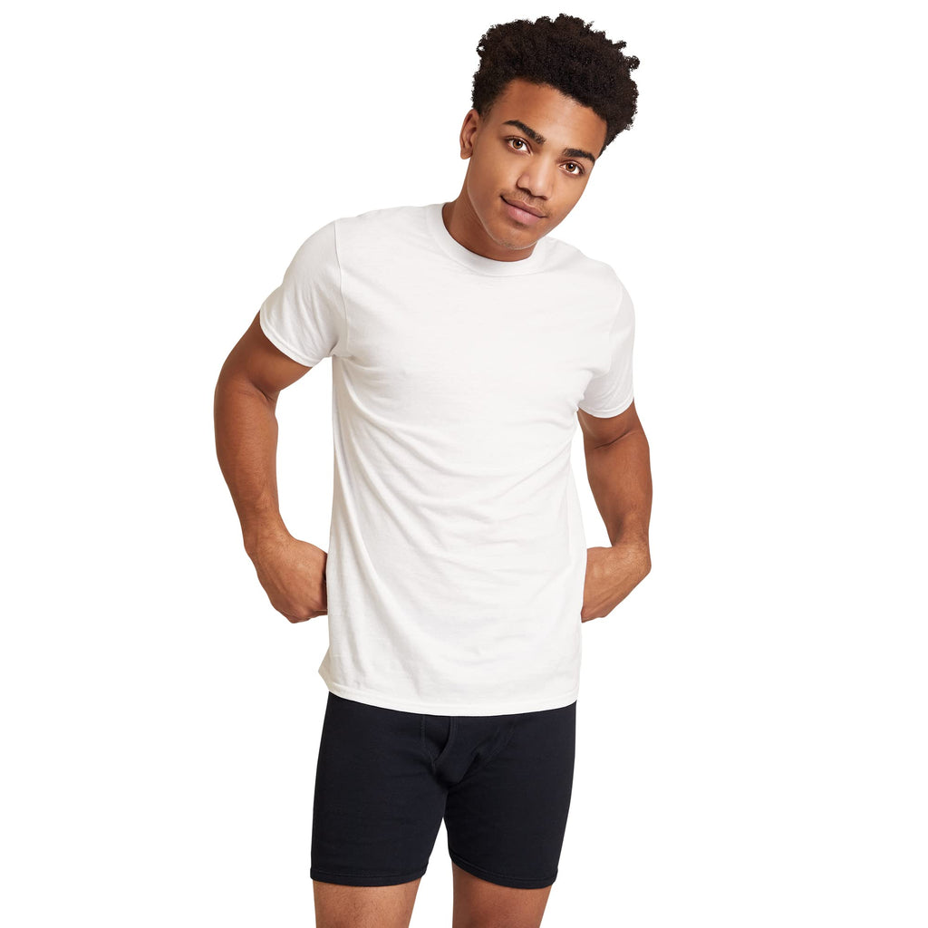Men's crew T-shirt in red, front view with crew neck and short sleeves