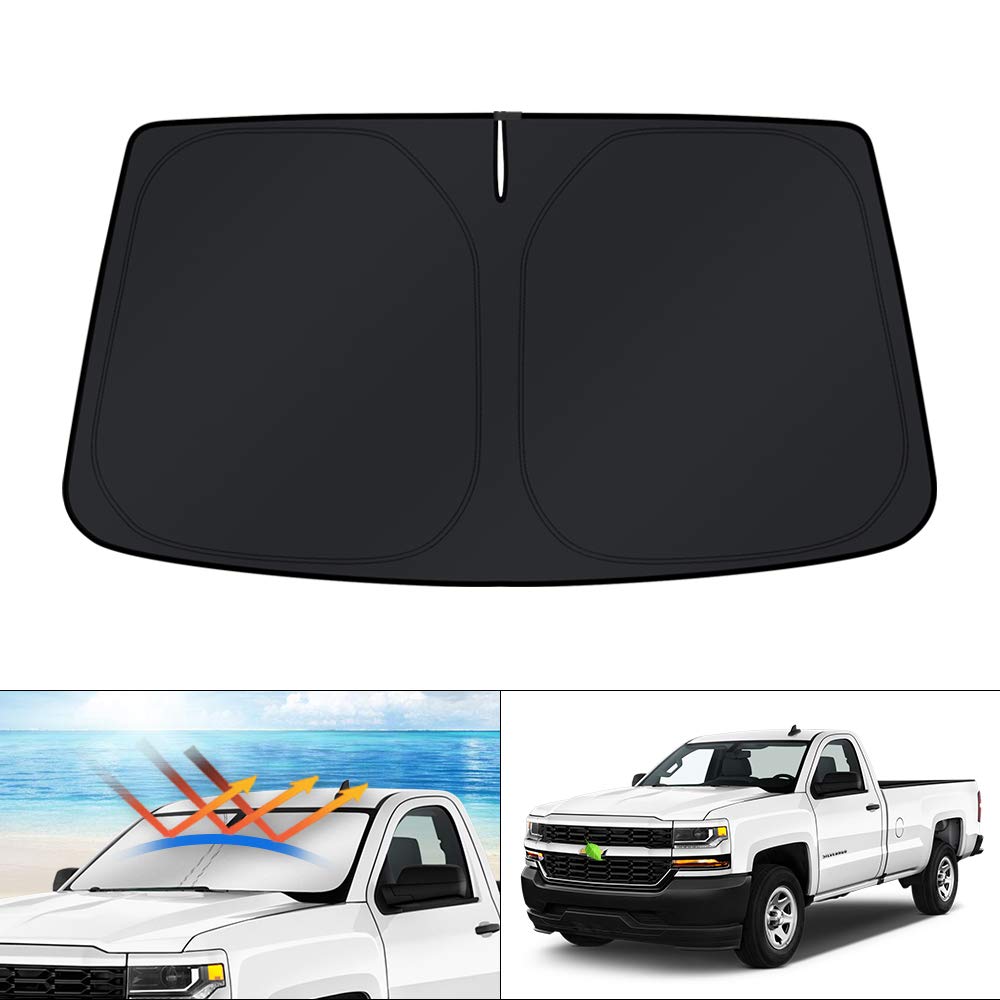 KUST Windshield Sun Shade for 2017-2026 Tesla Model Y/Model 3 Sunshade Accessories (Fit 2025-2026 Model Y Juniper / 2024 Model 3 Highland) Upgraded Foldable Sunshade, Blocks UV Rays Keep Car Cool Jansha Store