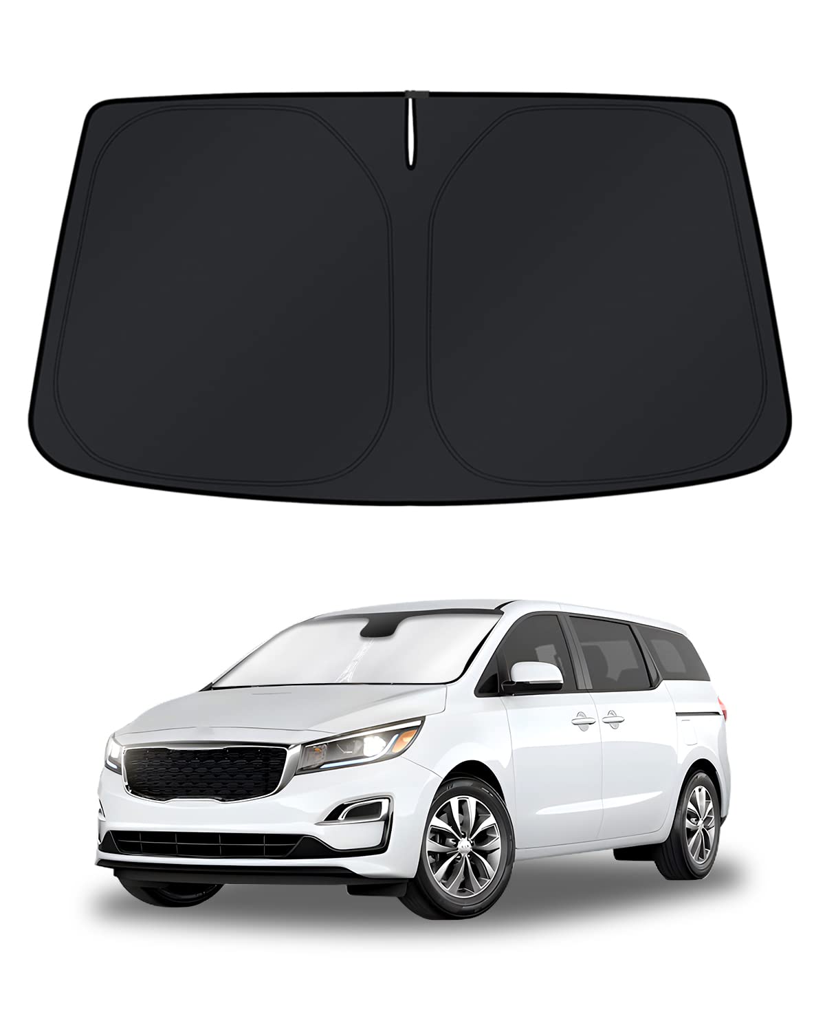 KUST Windshield Sun Shade for 2017-2026 Tesla Model Y/Model 3 Sunshade Accessories (Fit 2025-2026 Model Y Juniper / 2024 Model 3 Highland) Upgraded Foldable Sunshade, Blocks UV Rays Keep Car Cool Jansha Store