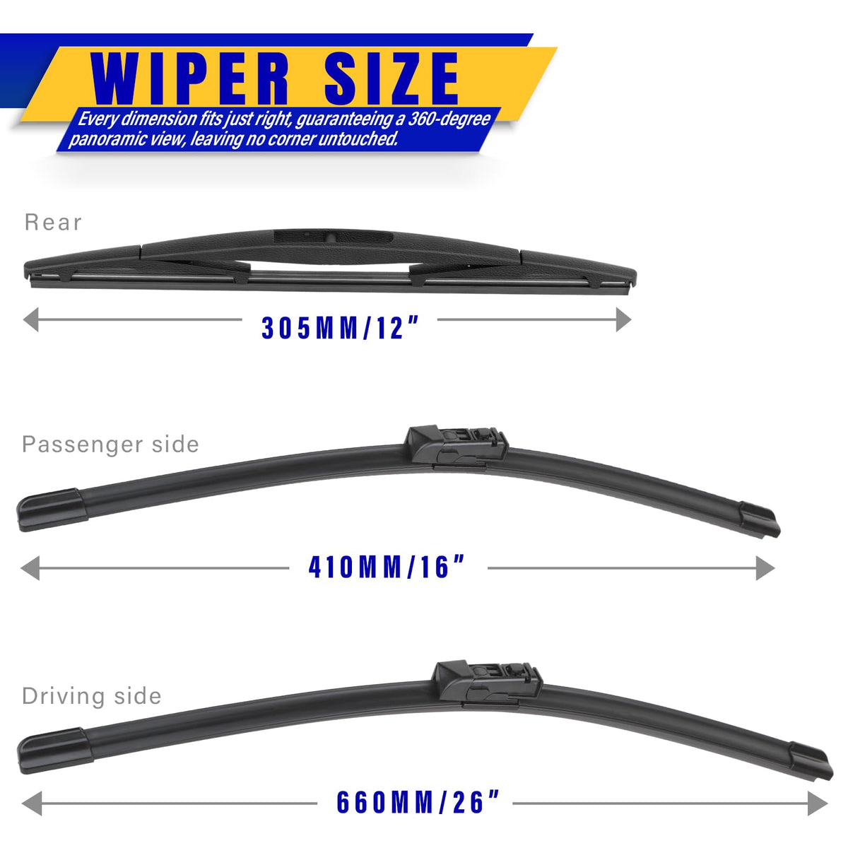 3 Wipers Fits Subaru Forester 2012-2018 Outback 2015-2019 Wiper Blades Jansha Store