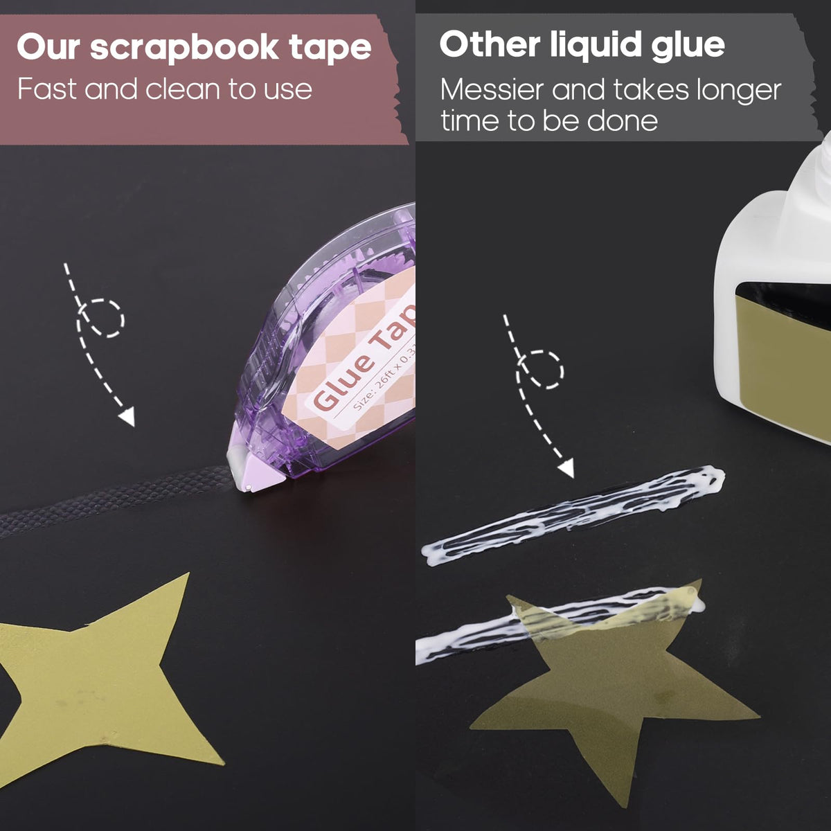 Secopad Scrapbook Tape, Glue Tape for Crafts, 12 Pack, Clear Colored Shell Jansha Store