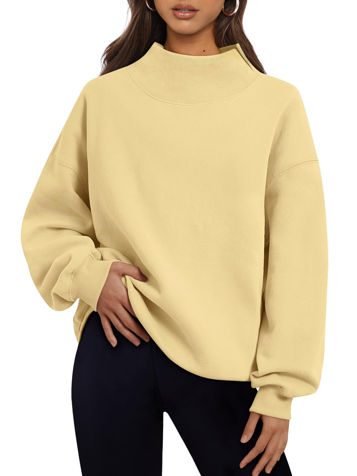 Trendy Queen Womens Mock Neck Sweatshirts Oversized Pullover Fall Outfits Jansha Store