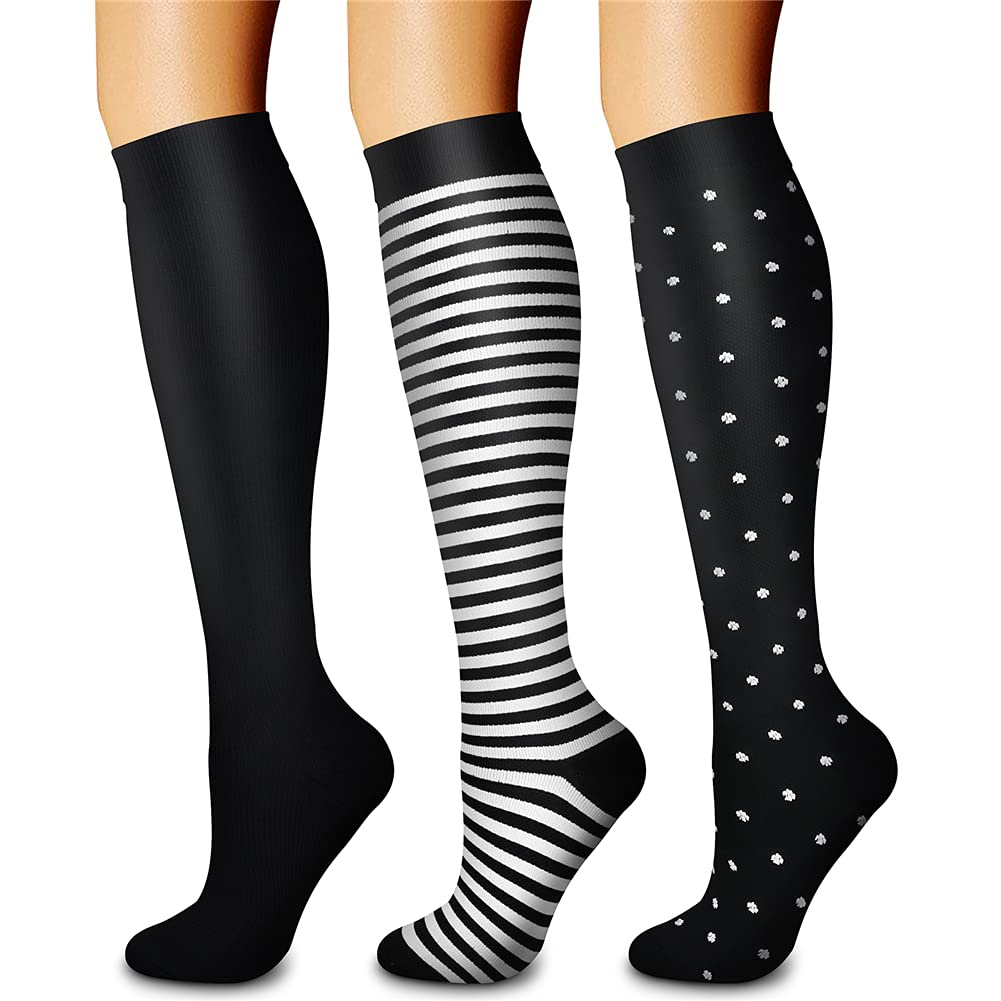 CHARMKING Compression Socks for Women & Men Circulation (3 Pairs) 15-20 mmHg is Best Support for Athletic Running Cycling Jansha Store