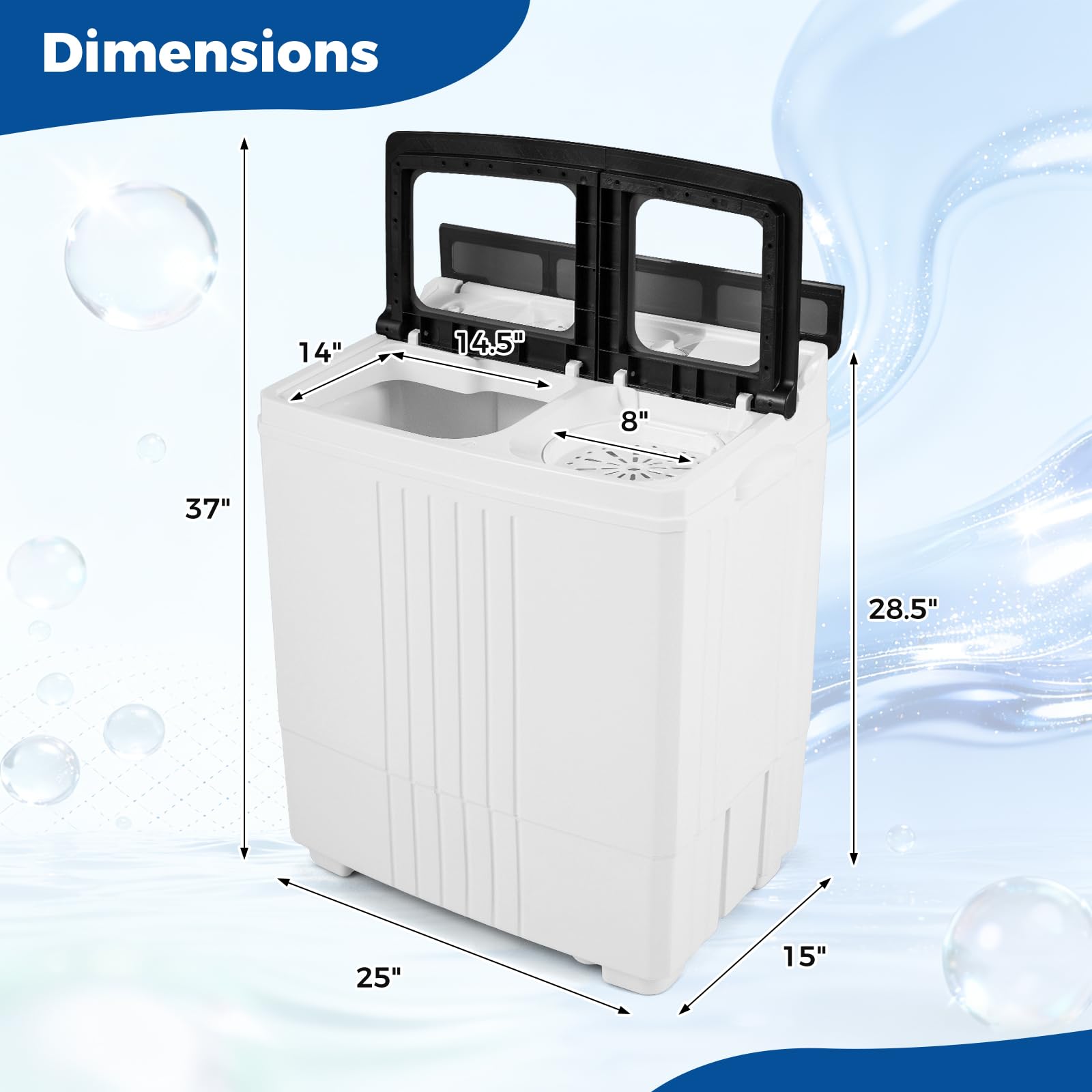 COSTWAY 26Lbs Portable Washing Machine with Built-in Drain Pump, Blue Jansha Store