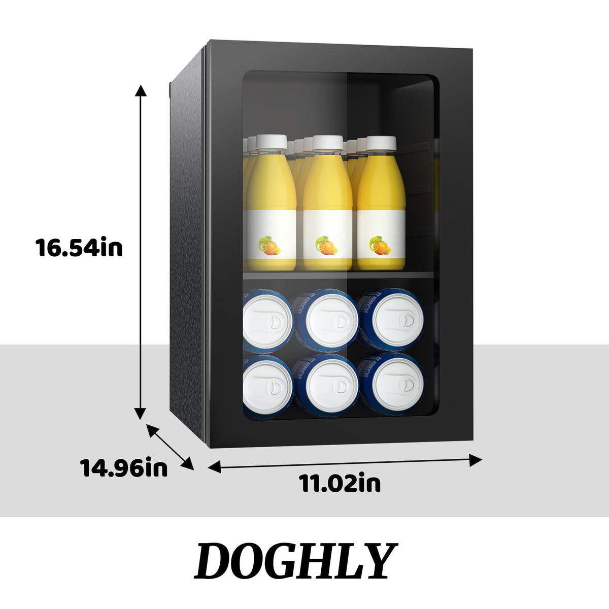 DOGHLY 1.7 Cu.ft Mini Fridge Glass Door, 72 Cans Beverage Refrigerator Jansha Store