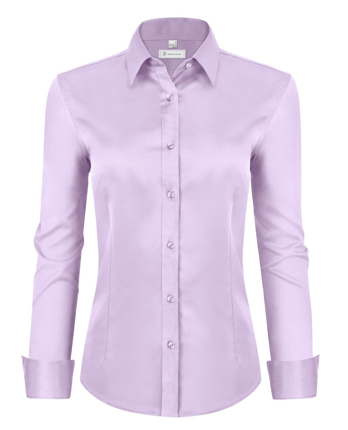 siliteelon Womens Classic-Fit Dress Shirts Long Sleeve Button Down Wrinkle-Free Stretch Solid Casual Work Office Blouse Top Jansha Store