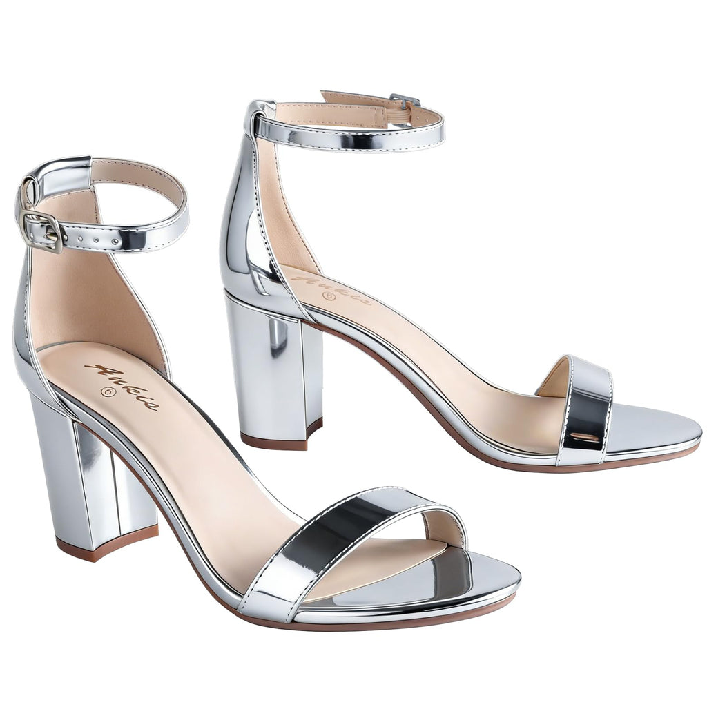 Chunky block heel detail on women's open toe ankle strap sandal