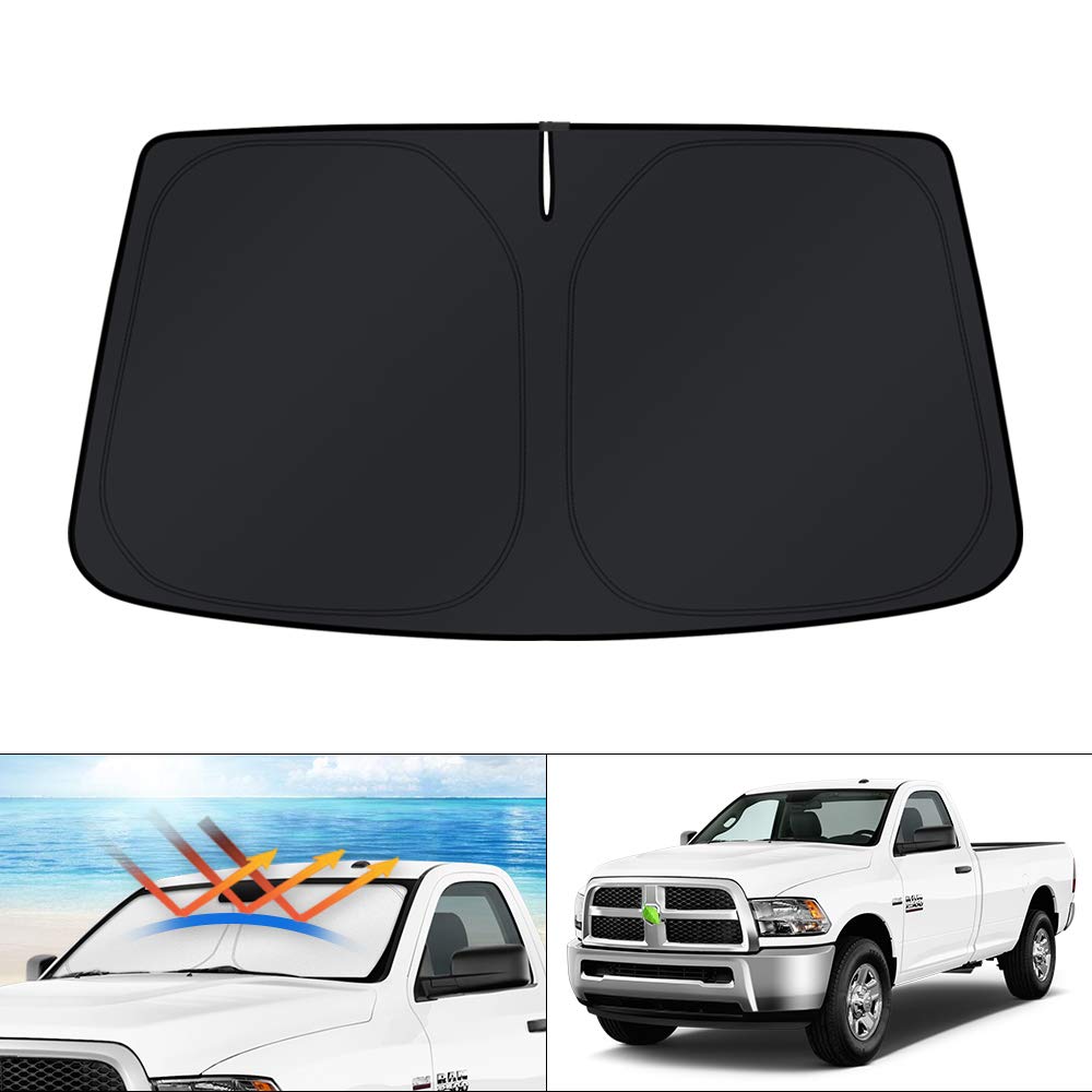 KUST Windshield Sun Shade for 2017-2026 Tesla Model Y/Model 3 Sunshade Accessories (Fit 2025-2026 Model Y Juniper / 2024 Model 3 Highland) Upgraded Foldable Sunshade, Blocks UV Rays Keep Car Cool Jansha Store