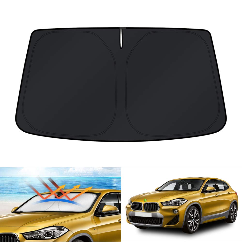 KUST Windshield Sun Shade for 2017-2026 Tesla Model Y/Model 3 Sunshade Accessories (Fit 2025-2026 Model Y Juniper / 2024 Model 3 Highland) Upgraded Foldable Sunshade, Blocks UV Rays Keep Car Cool Jansha Store