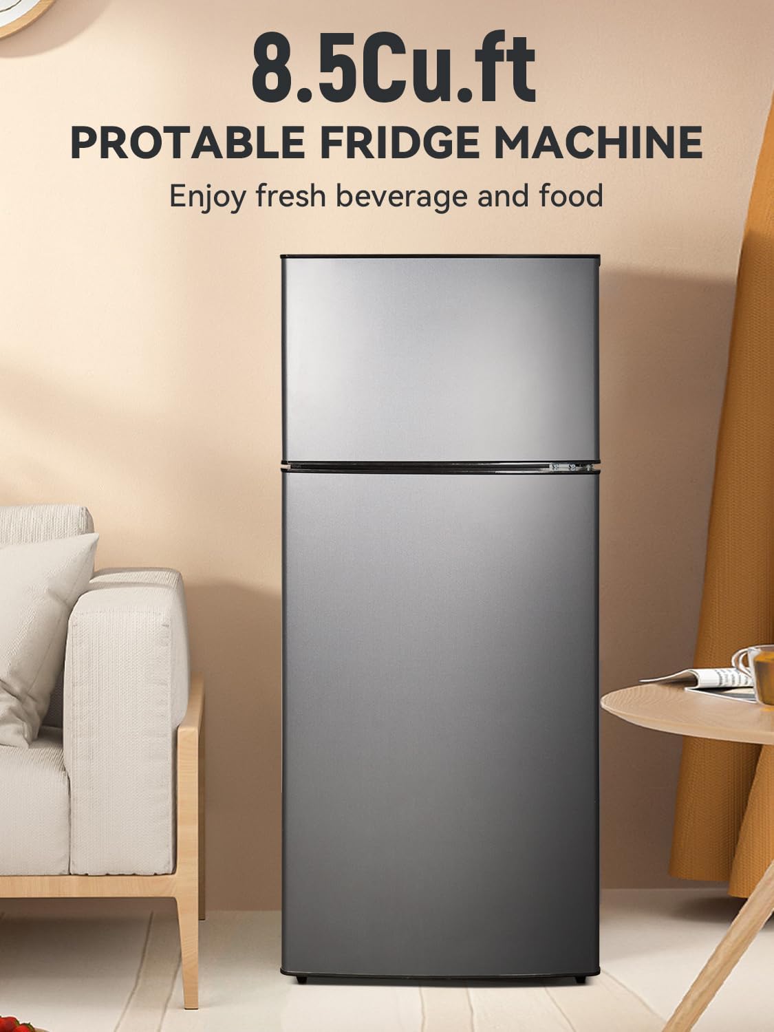 Cucina Magica Mini Fridge with Freezer, 3.8 Cu.Ft Small Fridge, Dorm Fridge Jansha Store