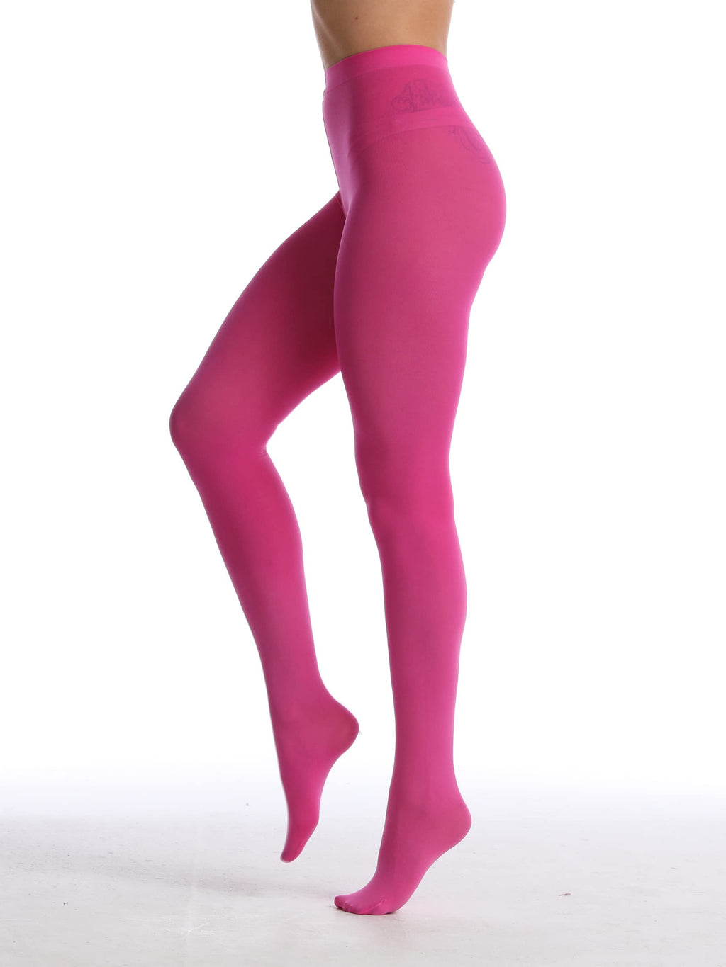 Black tights on legs showing opaque coverage at the knee