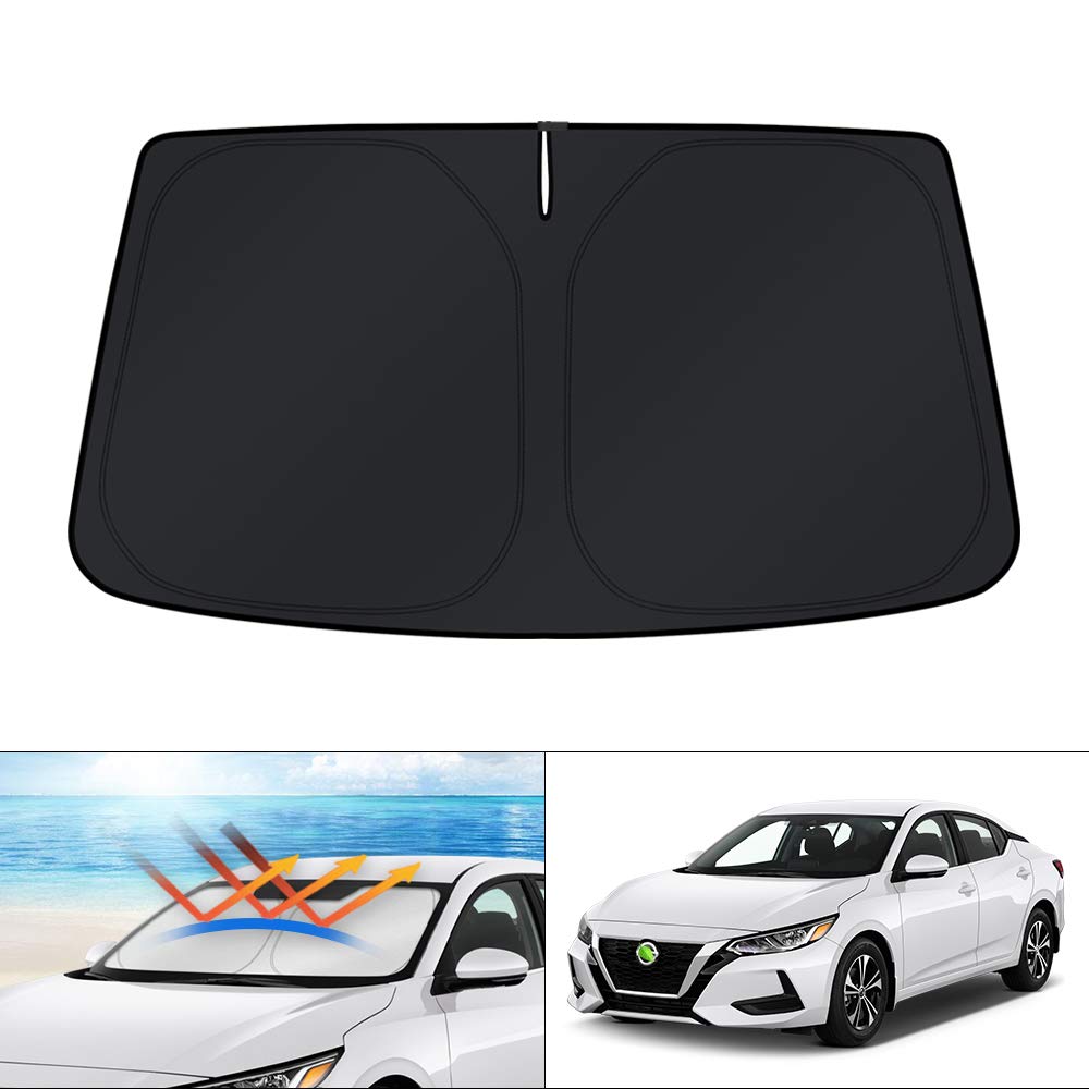 KUST Windshield Sun Shade for 2017-2026 Tesla Model Y/Model 3 Sunshade Accessories (Fit 2025-2026 Model Y Juniper / 2024 Model 3 Highland) Upgraded Foldable Sunshade, Blocks UV Rays Keep Car Cool Jansha Store