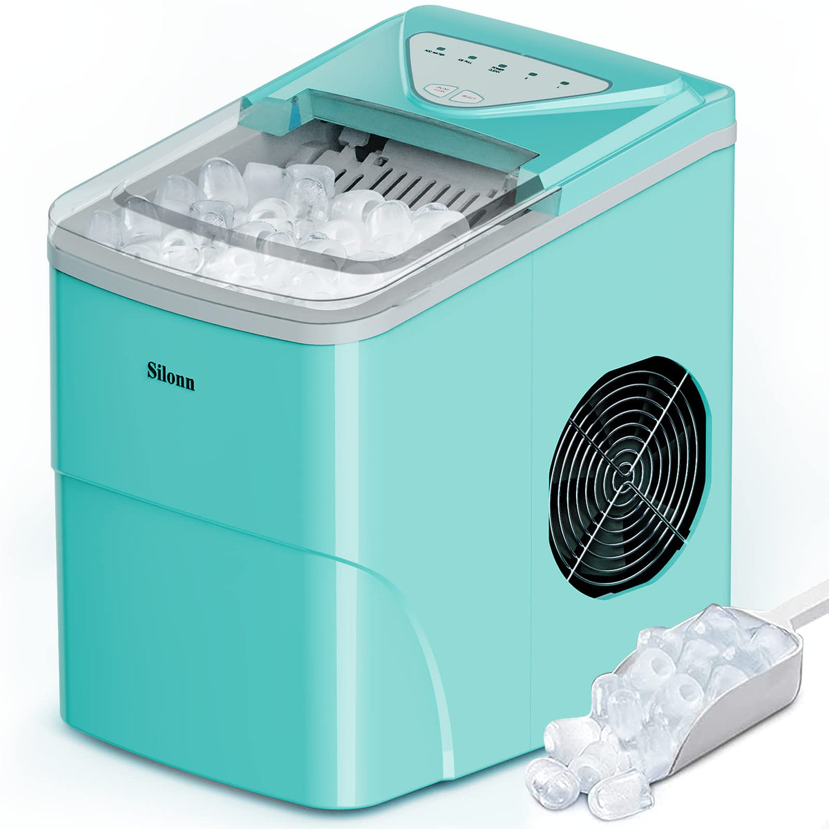 Silonn Ice Maker Countertop, 9 Cubes Ready in 6 Mins, 26lbs in 24Hrs, Self-Cleaning Ice Machine with Ice Scoop and Basket, 2 Sizes of Bullet Ice for Home Kitchen Office Bar Party Jansha Store