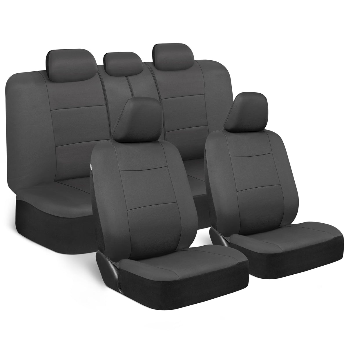 BDK PolyPro Car Seat Covers Full Set in Solid Black, Front and Rear Split Bench Seat Covers for Cars, Easy to Install Car Seats Cover Set and Accessories for Auto Trucks Van SUV - Solid Black Jansha Store