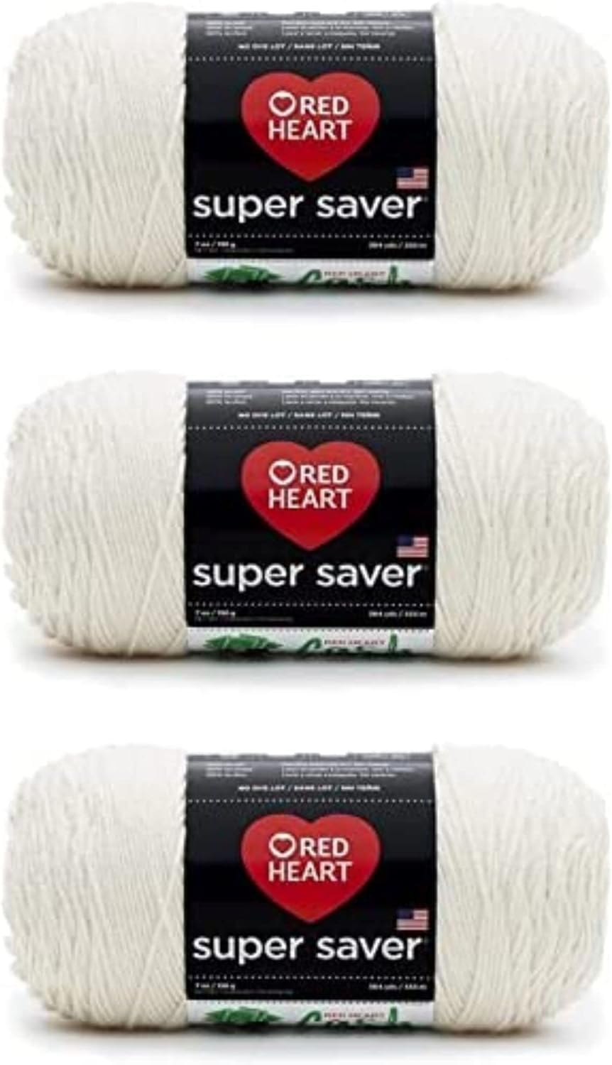 Red Heart Super Saver Yarn for Crocheting & Knitting, Medium Thyme, 3-Pack Jansha Store