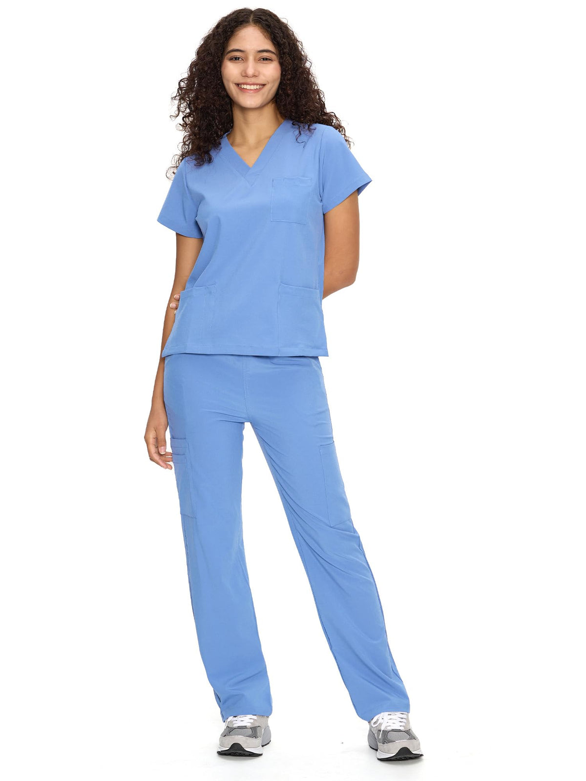 COZYFIT Scrubs for Women Set - V-Neck & Straight Leg Pants with 9 Pockets Jansha Store