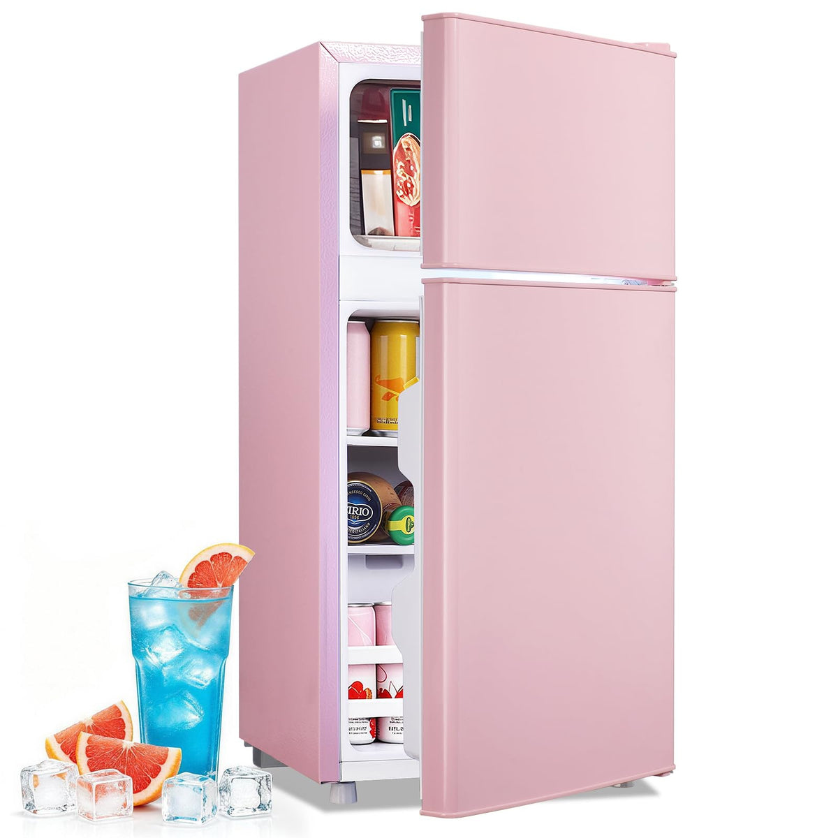 DEMULLER 2.4 Cu.Ft Small Refrigerator with Freezer Mini Fridge Removable Plastic Shelves Ideal for Apartment,Dormitory Black Jansha Store