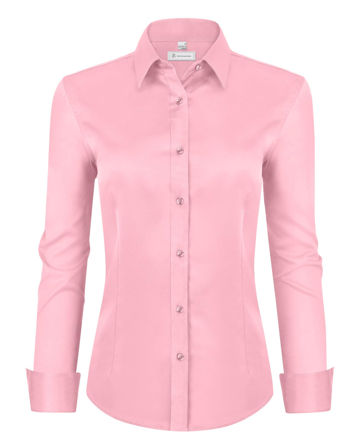 siliteelon Womens Classic-Fit Dress Shirts Long Sleeve Button Down Wrinkle-Free Stretch Solid Casual Work Office Blouse Top Jansha Store