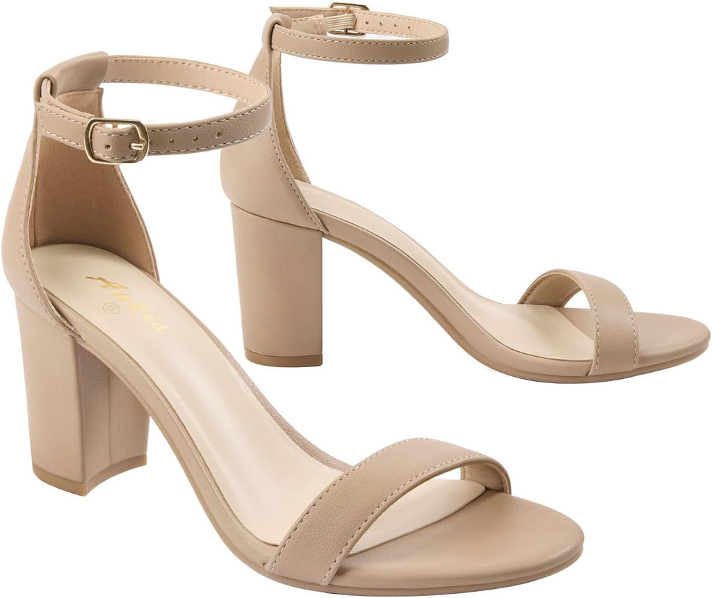 Open toe chunky heel sandal with ankle strap, side profile view