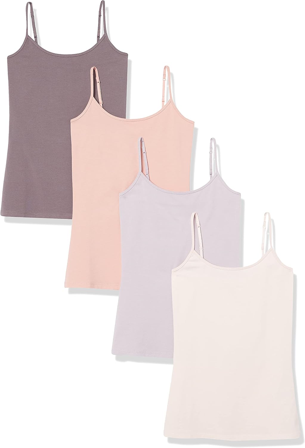 Women's slim-fit camisole tank top in solid color, worn as a layering piece