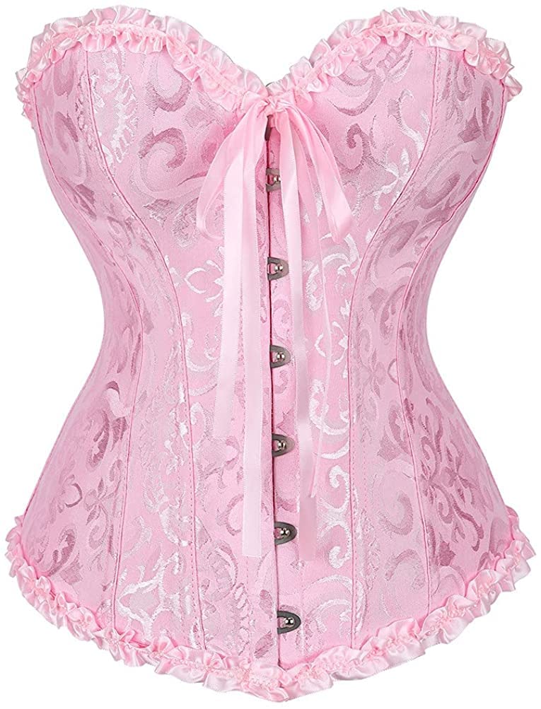 Overbust corset top laid flat with the back lacing fully loosened