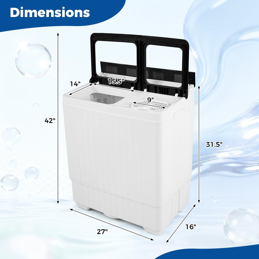 COSTWAY 26Lbs Portable Washing Machine with Built-in Drain Pump, Blue Jansha Store