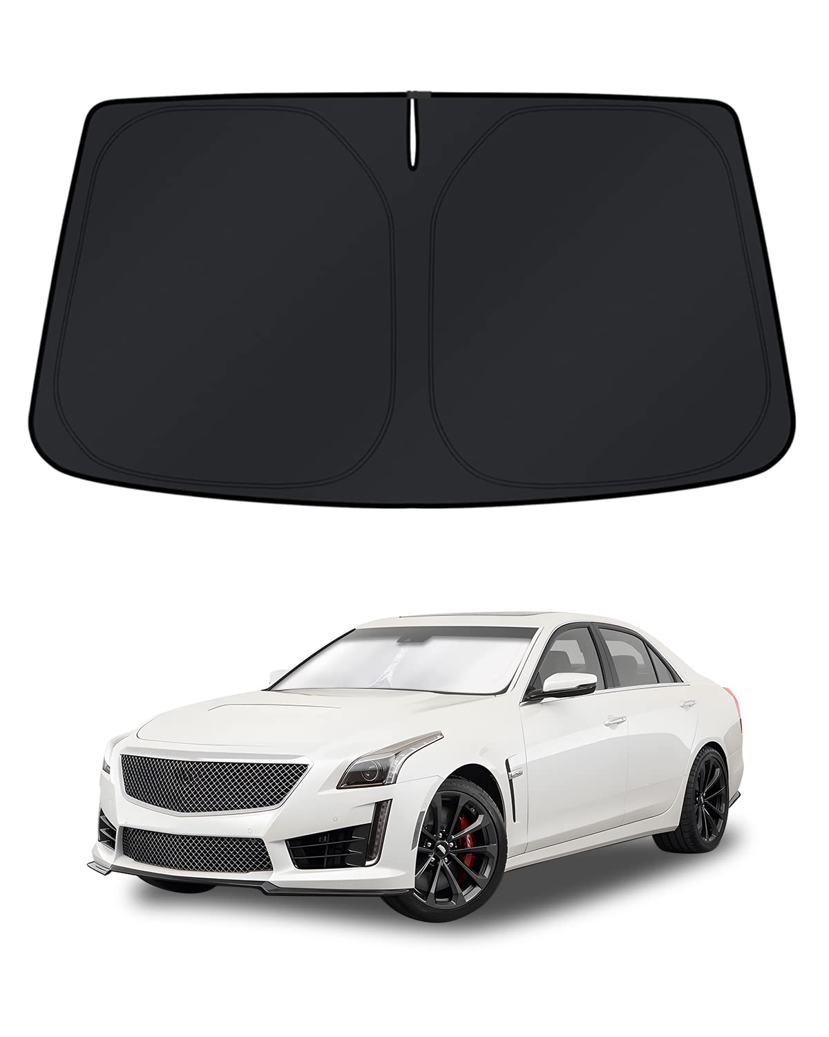 KUST Windshield Sun Shade for 2017-2026 Tesla Model Y/Model 3 Sunshade Accessories (Fit 2025-2026 Model Y Juniper / 2024 Model 3 Highland) Upgraded Foldable Sunshade, Blocks UV Rays Keep Car Cool Jansha Store