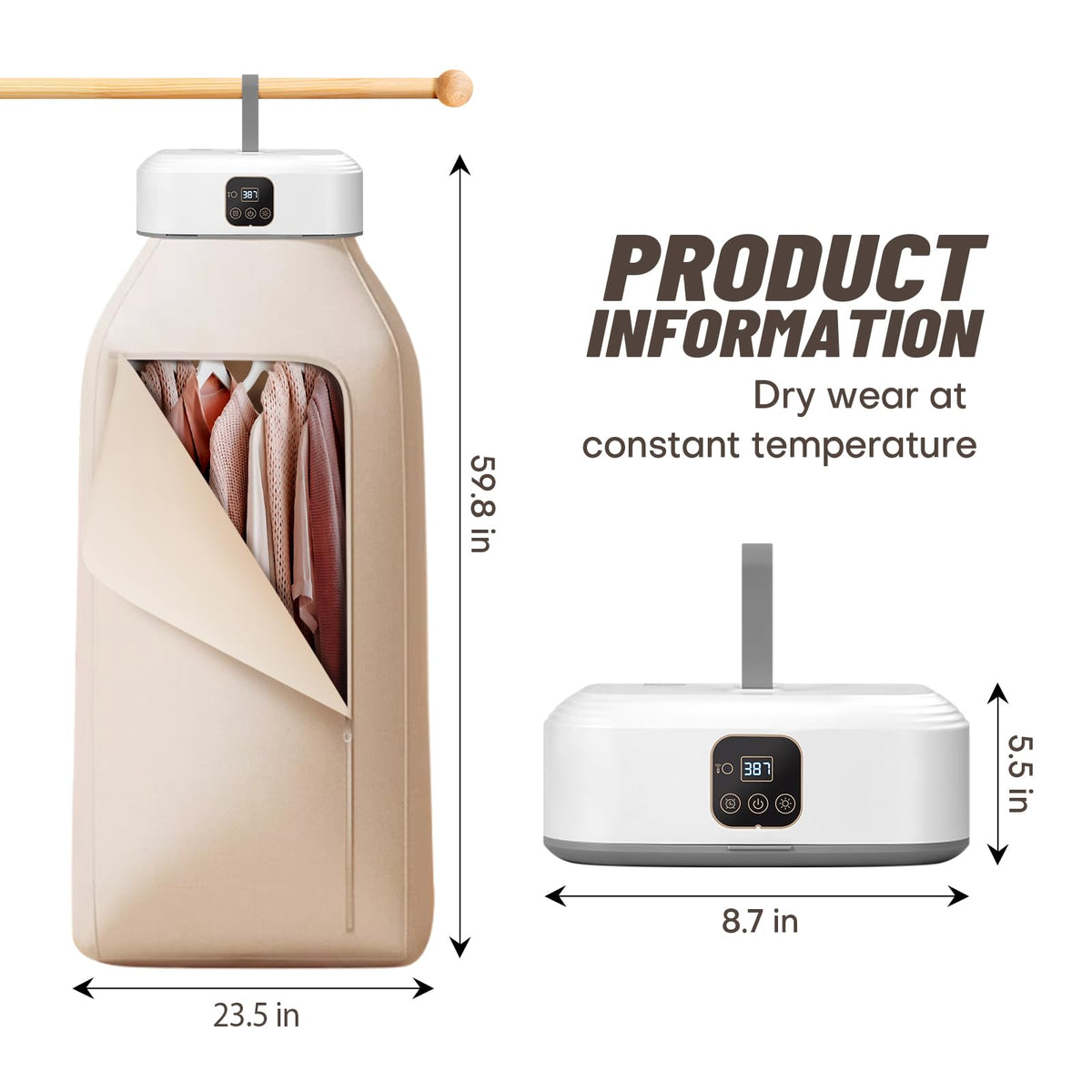 Portable Clothes Dryer - Mini Laundry Dryers with Remote Control - Small Compact Foldable Electric Drying Machine with Dry Bag for Travel RV Home & Apartment Jansha Store