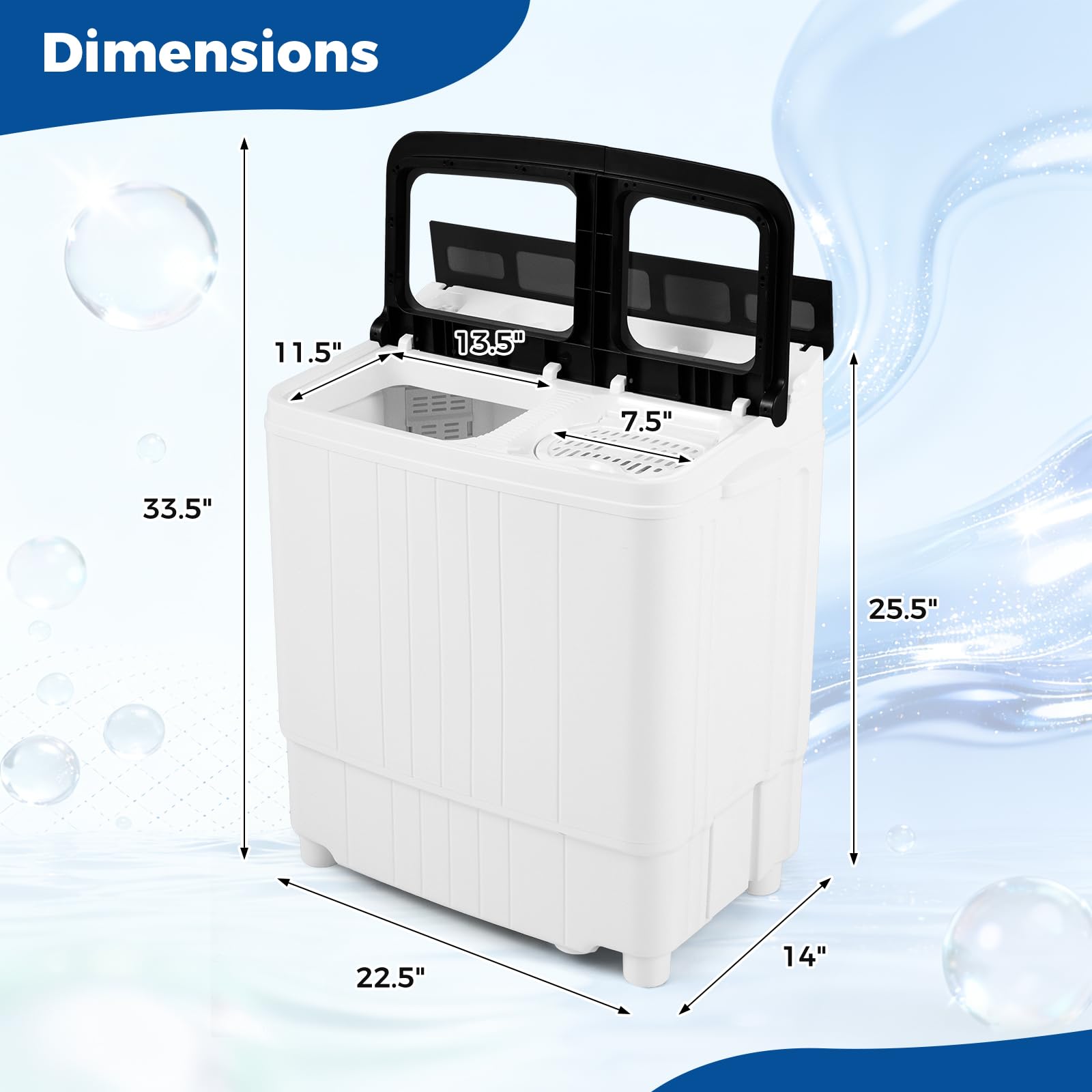COSTWAY 26Lbs Portable Washing Machine with Built-in Drain Pump, Blue Jansha Store