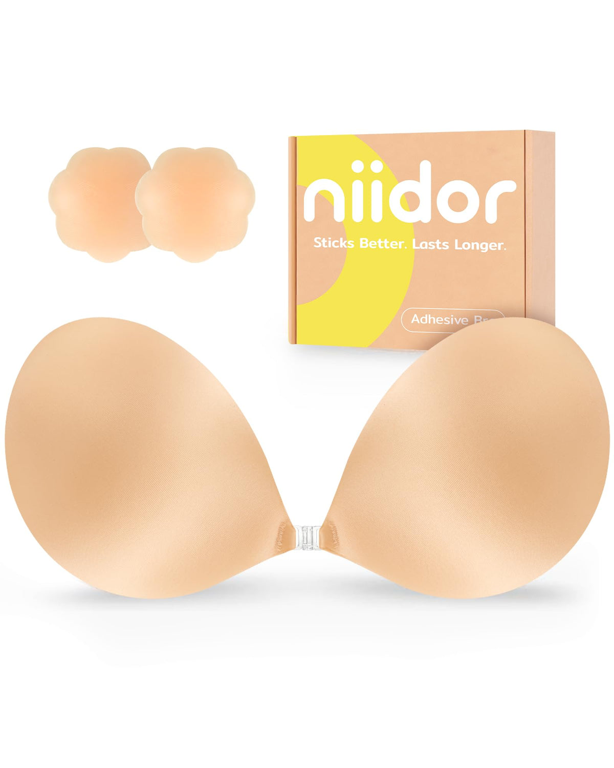 Niidor Adhesive Bra Strapless Ultra Sticky Invisible Push up Silicone Bra Multiple Colors Sizes Reusable for Backless Dress Jansha Store