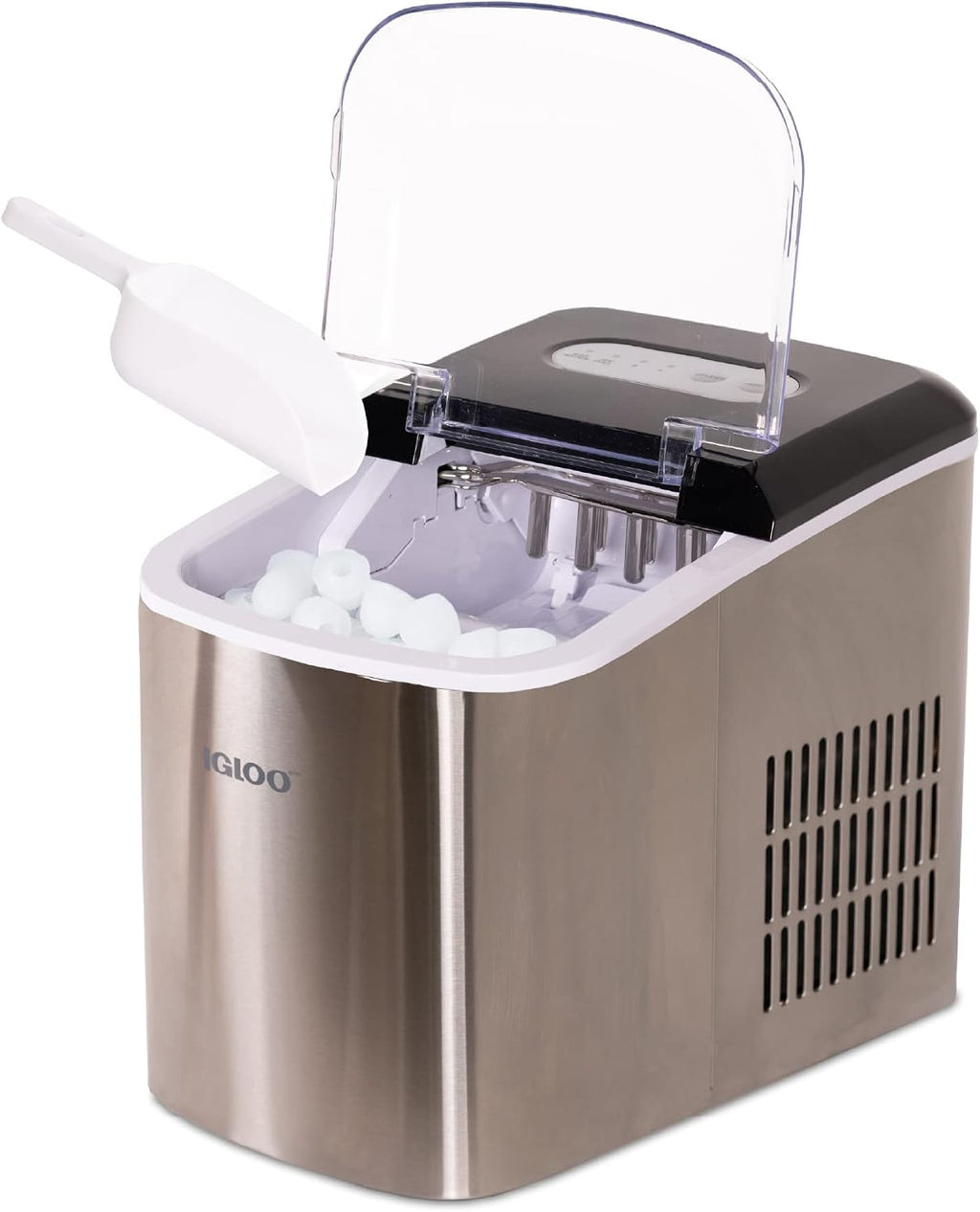 Igloo Electric Countertop Ice Maker Machine - Automatic and Portable - 26 Pounds in 24 Hours - Ice Cube Maker - Ice Scoop and Basket - Ideal for Iced Coffee and Cocktails - Stainless Steel Jansha Store