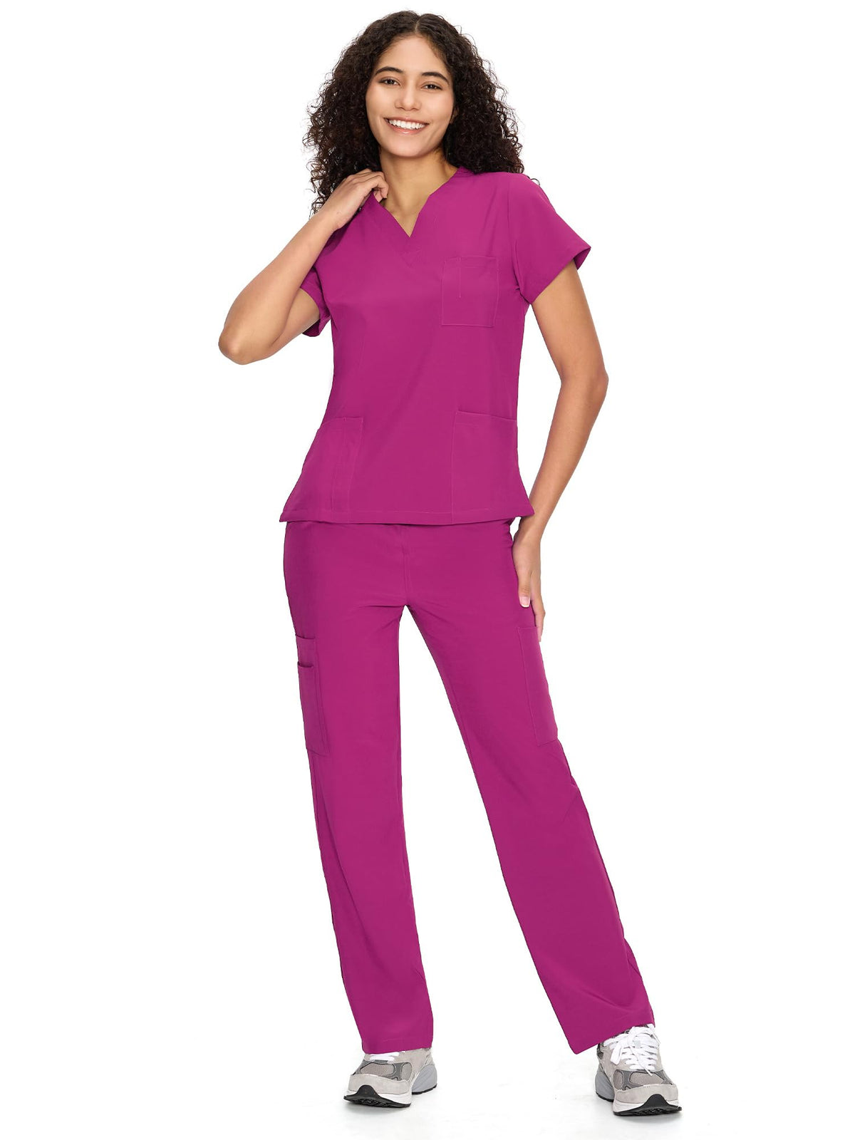 COZYFIT Scrubs for Women Set - V-Neck & Straight Leg Pants with 9 Pockets Jansha Store