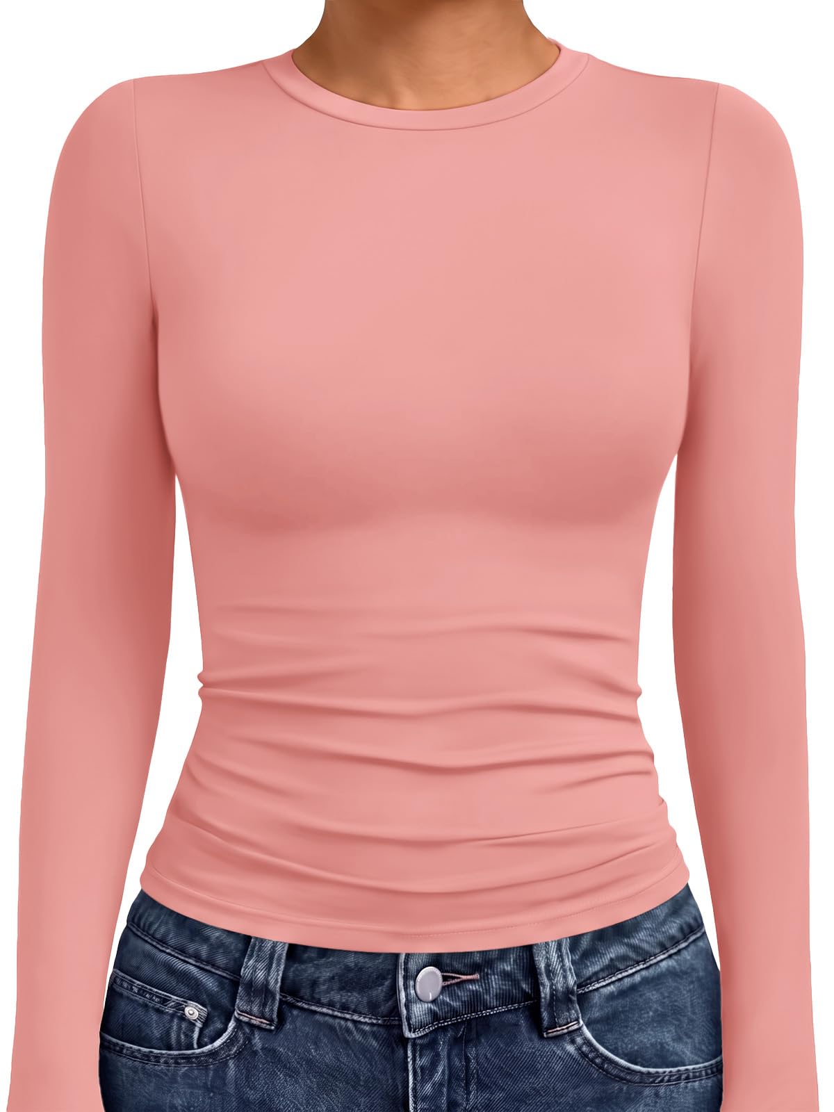 Women's long sleeve compression top shown folded