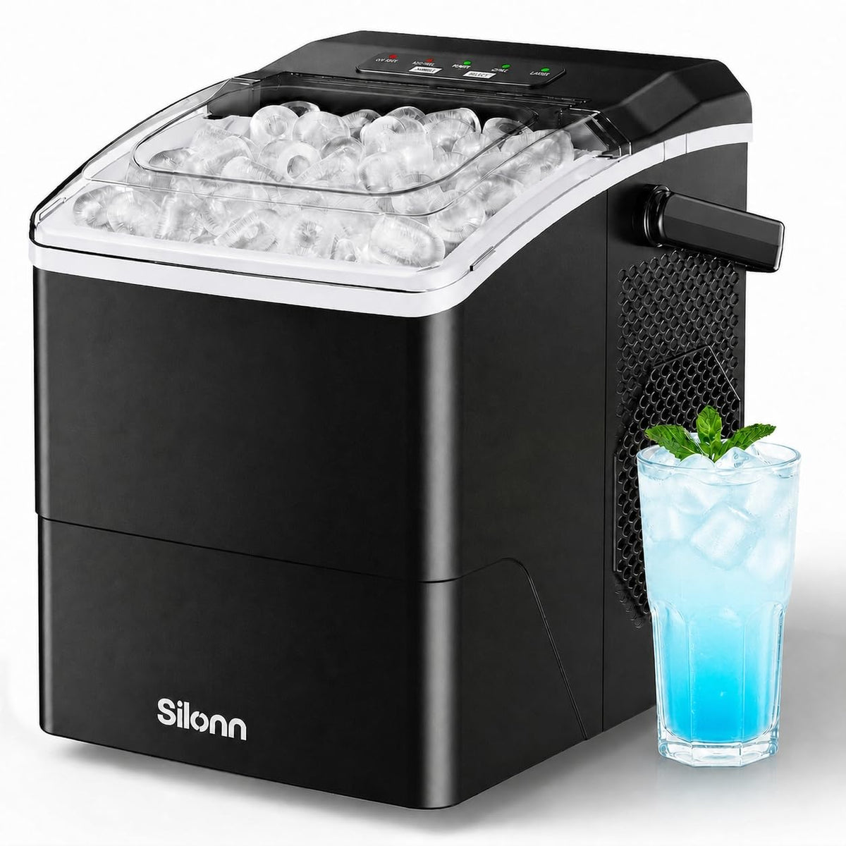 Silonn Ice Maker Countertop, 9 Cubes Ready in 6 Mins, 26lbs in 24Hrs, Self-Cleaning Ice Machine with Ice Scoop and Basket, 2 Sizes of Bullet Ice for Home Kitchen Office Bar Party Jansha Store